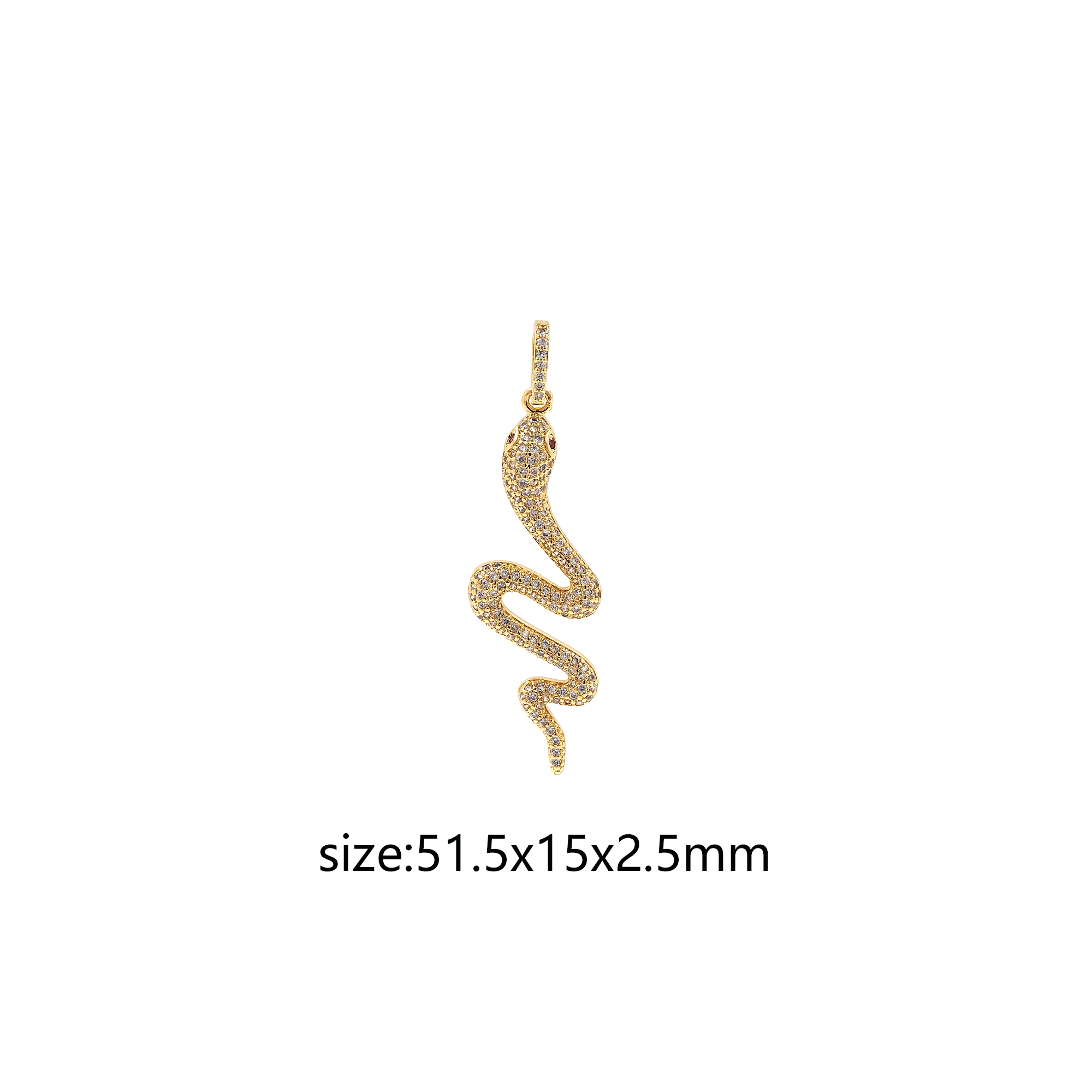 18K Gold Filled Snake Pendant,CZ Micor Pave Snake Charm Earrings Necklace for DIY Jewelry Making Supply
