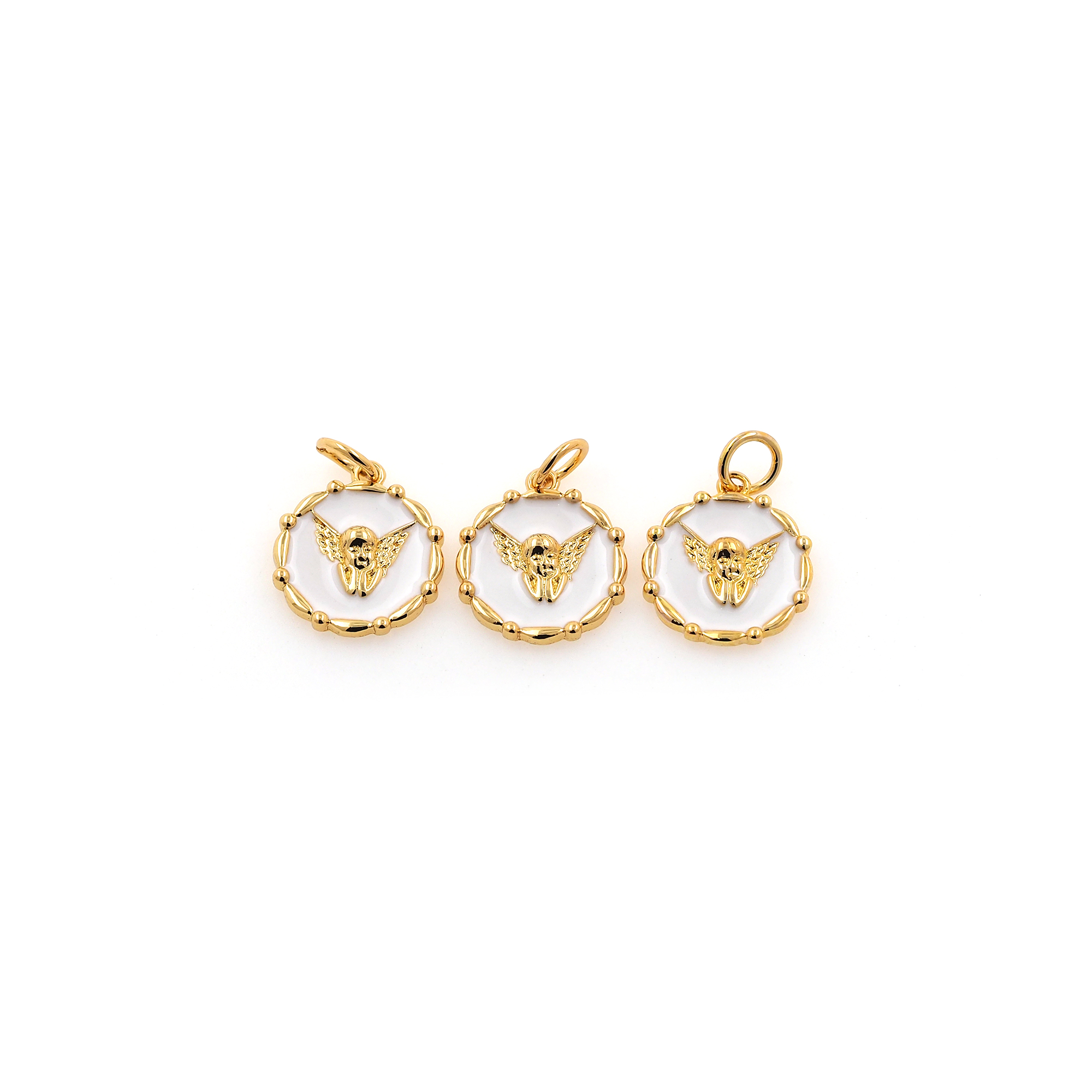 18K Gold Filled Angel Pendant,Enamel Angel Charm Earrings Necklace for DIY Jewelry Making Supply