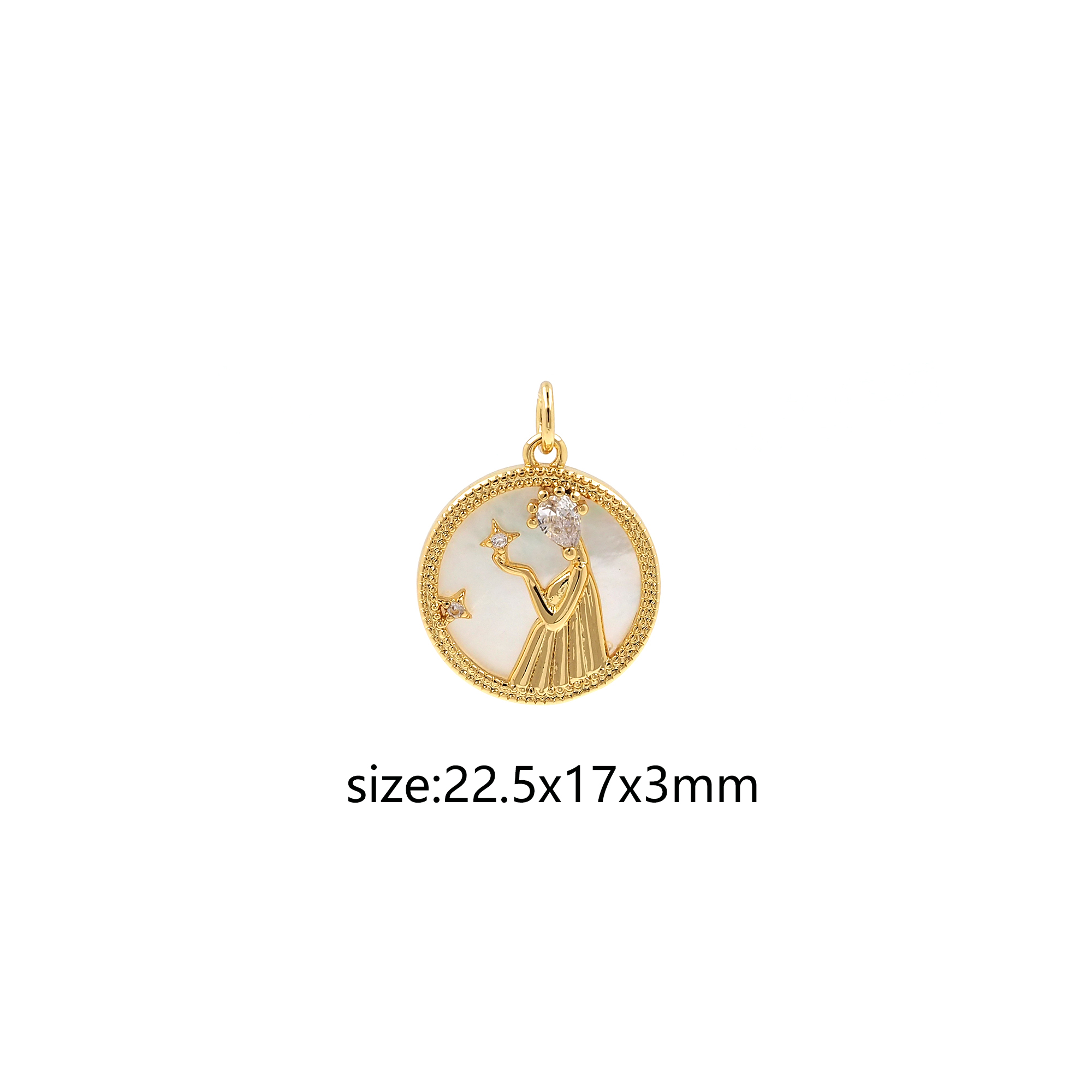 18K Gold Filled Round Pendant,CZ Micro Pave Round Charm Earrings Necklace for DIY Jewelry Making Supply