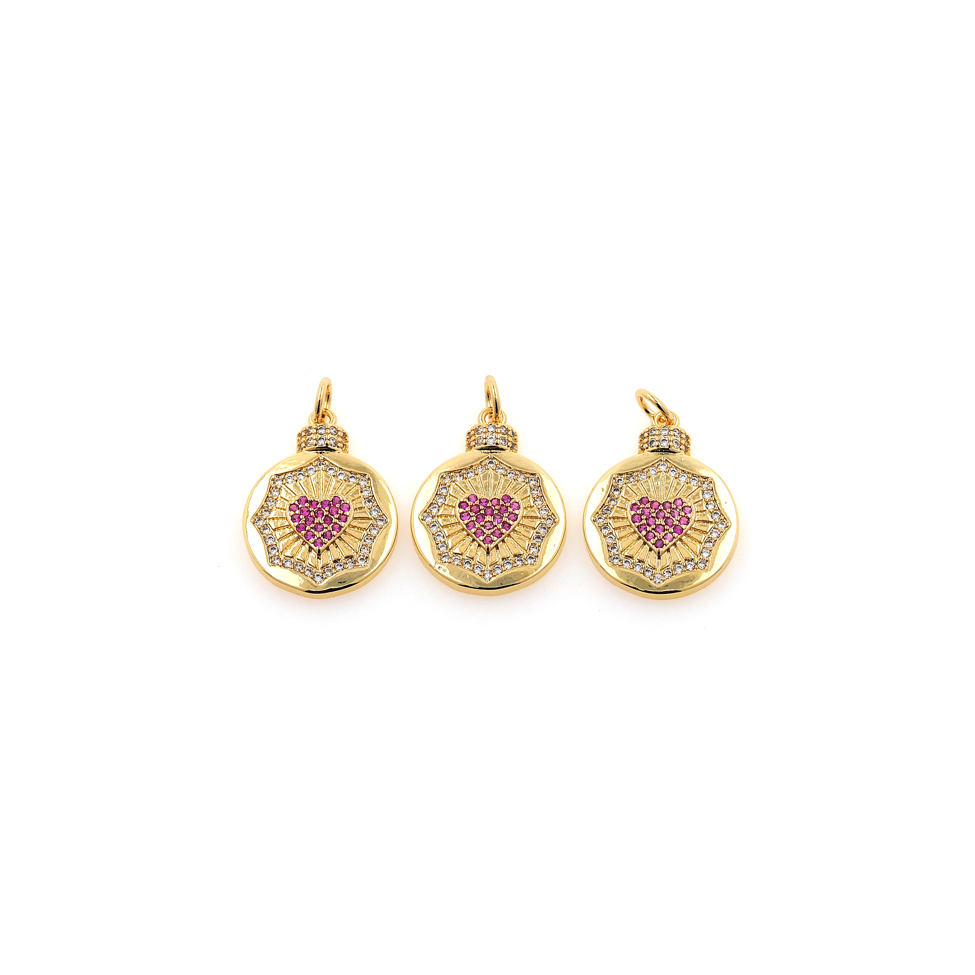 18K Gold Filled Heart Pendant,CZ Micro Pave Heart Charm Earrings Necklace for DIY Jewelry Making Supply