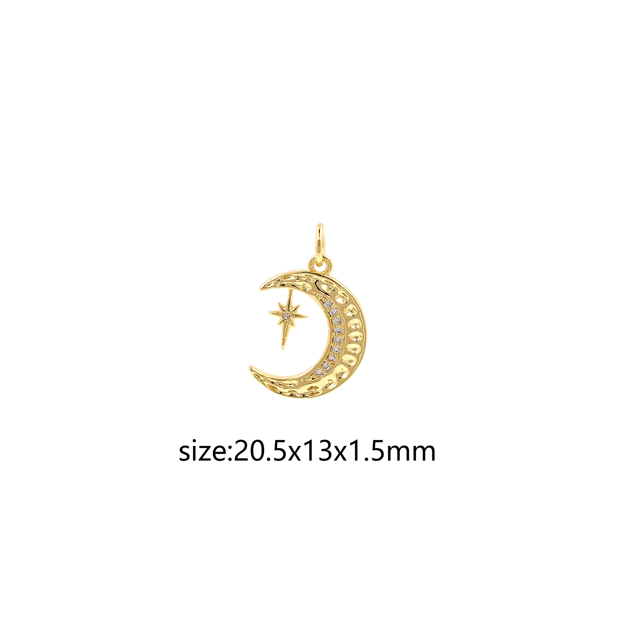 18K Gold Filled Moon Pendant,Celestial Charm,CZ Micro Pave Moon Earrings Necklace for DIY Jewelry Making Supply