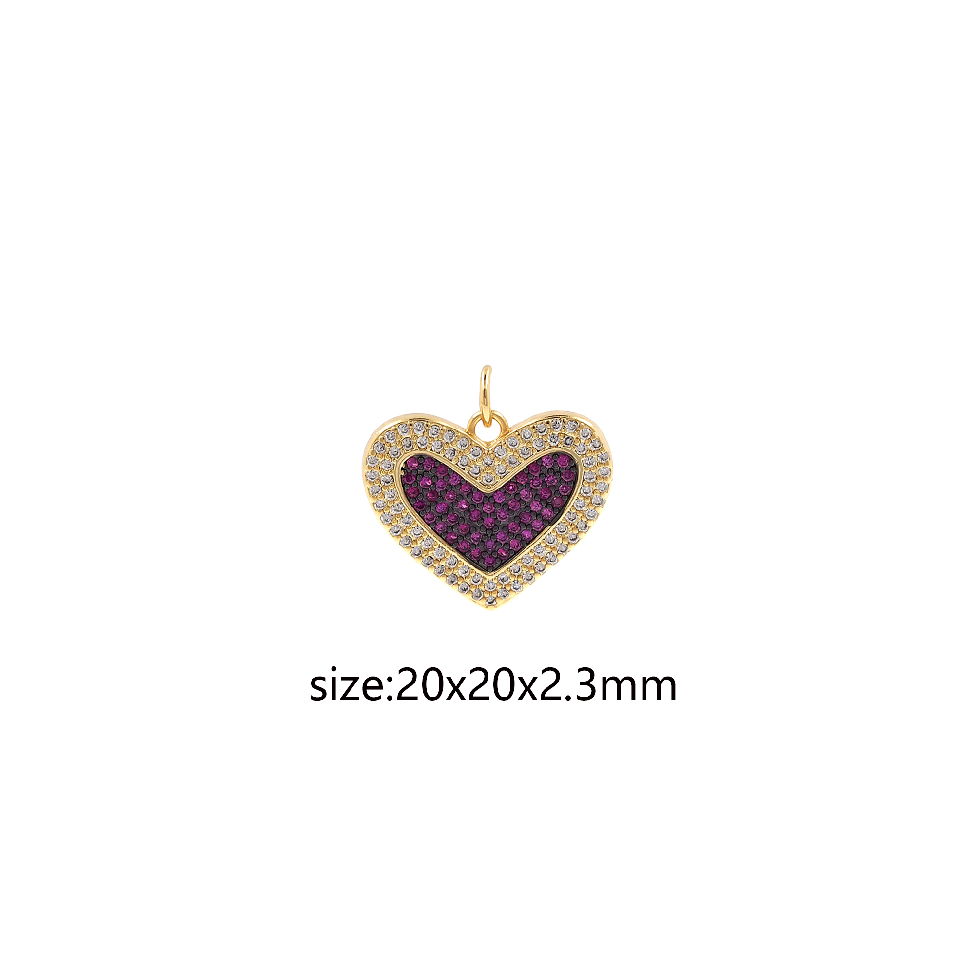 18K Gold Filled Heart Pendant,CZ Micro Pave Heart Charm Earrings Necklace for DIY Jewelry Making Supply