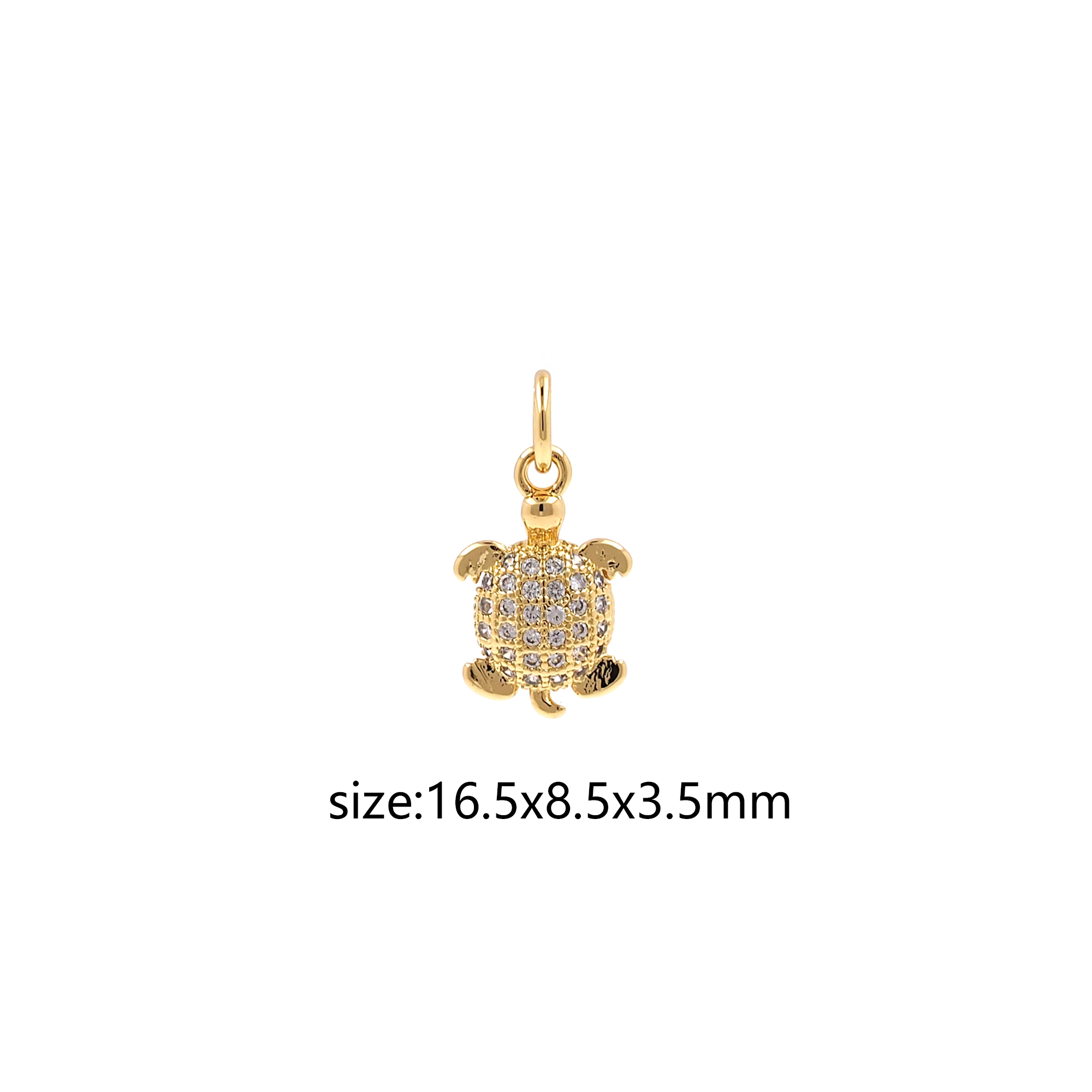 CZ Micro Pave Turtle Pendant,18K Gold Filled Turtle Charm Earrings Necklace for DIY Jewelry Making Supply