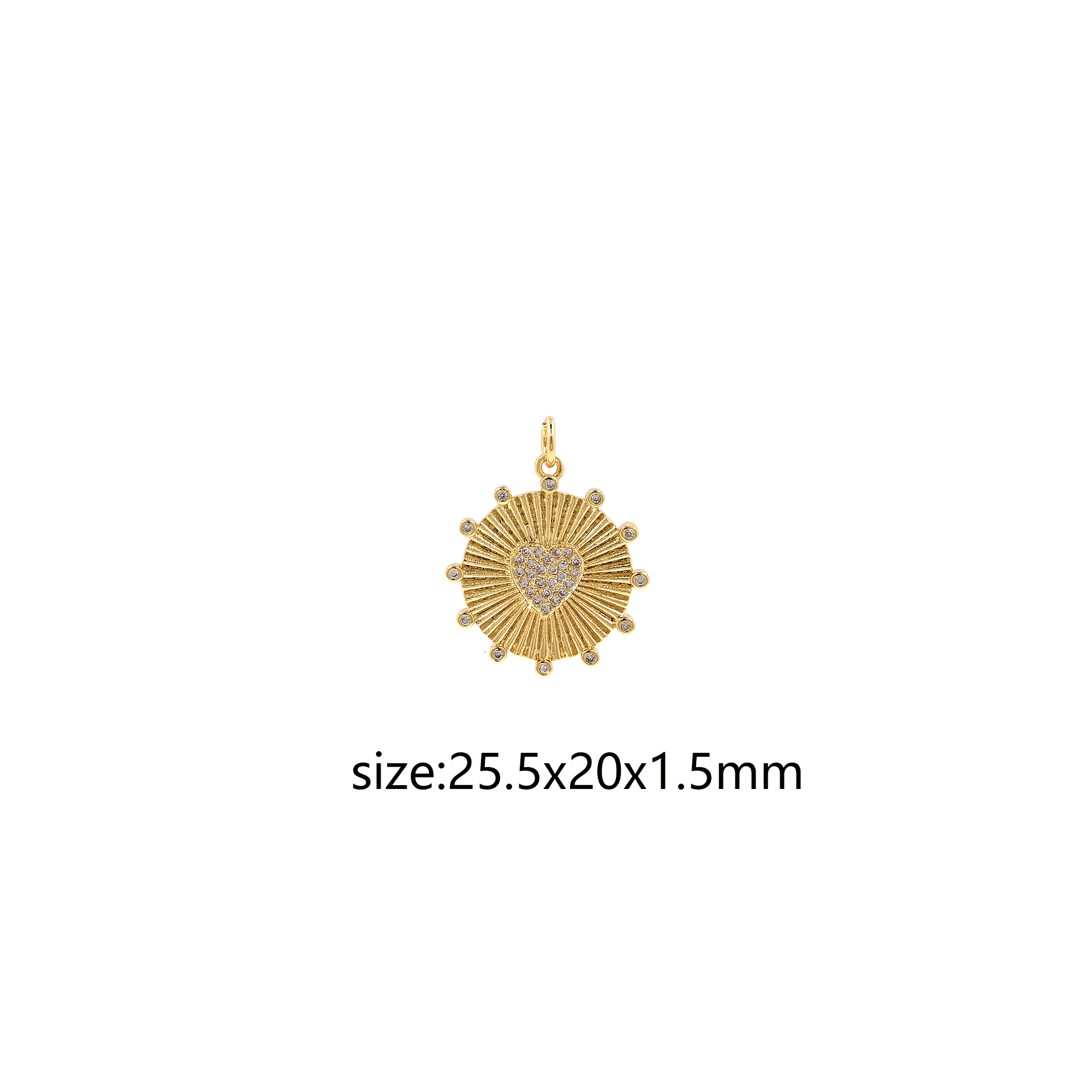 CZ Micro Pave Round Heart Pendant,18K Gold Filled Heart Charm Earrings Necklace for DIY Jewelry Making Supply