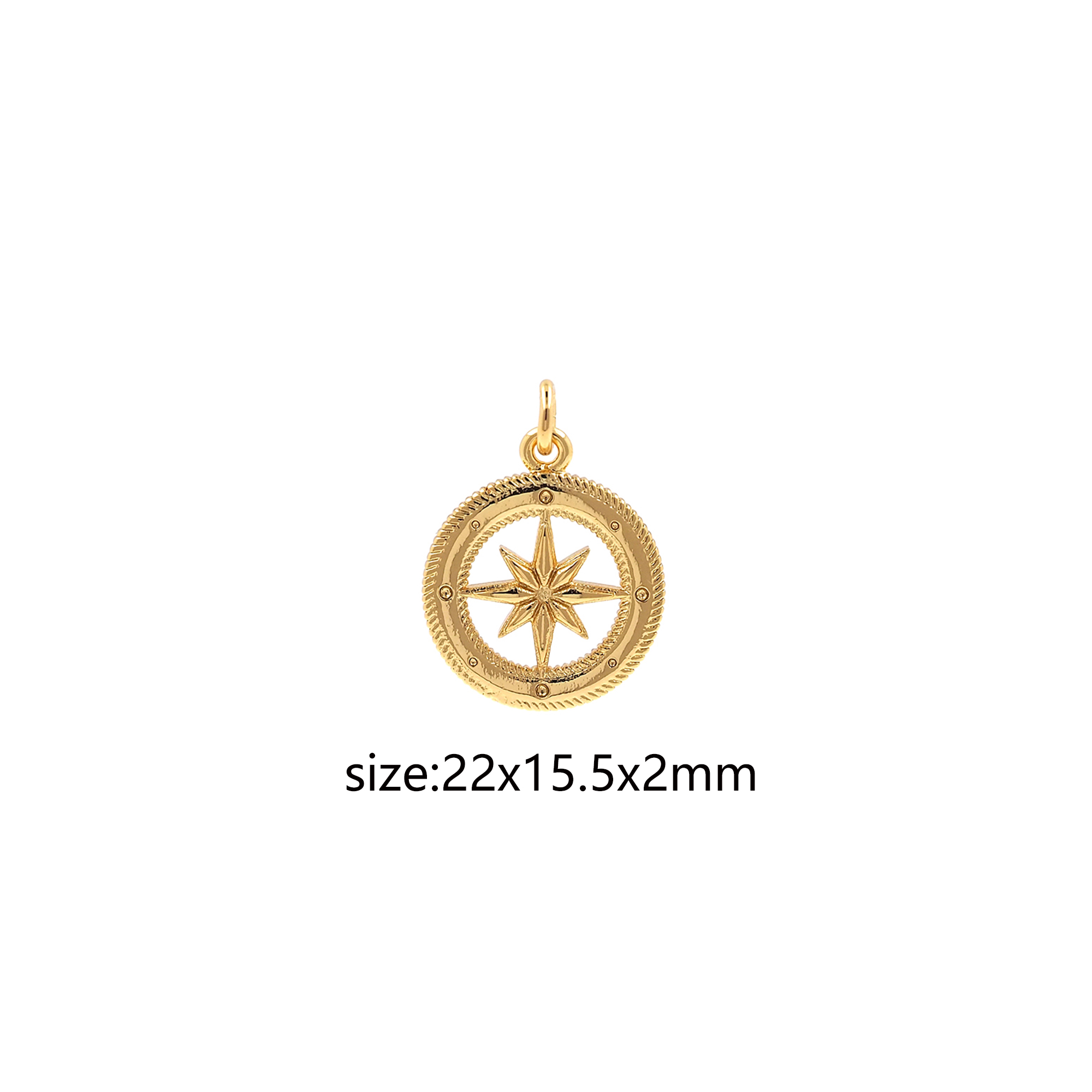 18K Gold Filled North Star Pendant,Celestial Charm Earrings Necklace for DIY Jewelry Making Supply