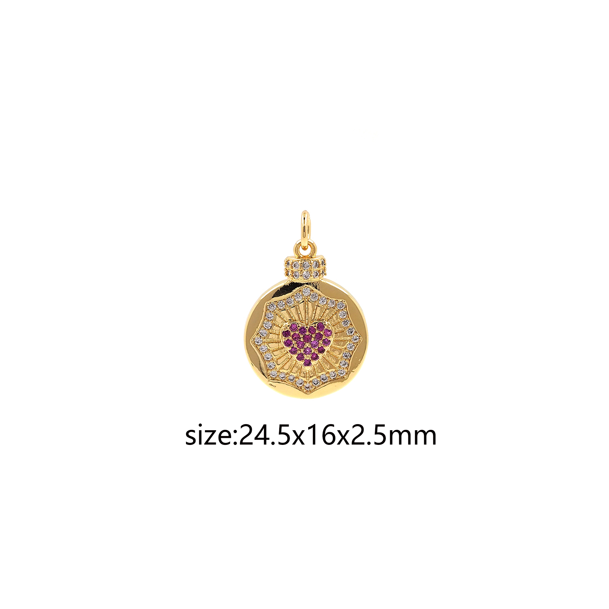 18K Gold Filled Heart Pendant,CZ Micro Pave Heart Charm Earrings Necklace for DIY Jewelry Making Supply