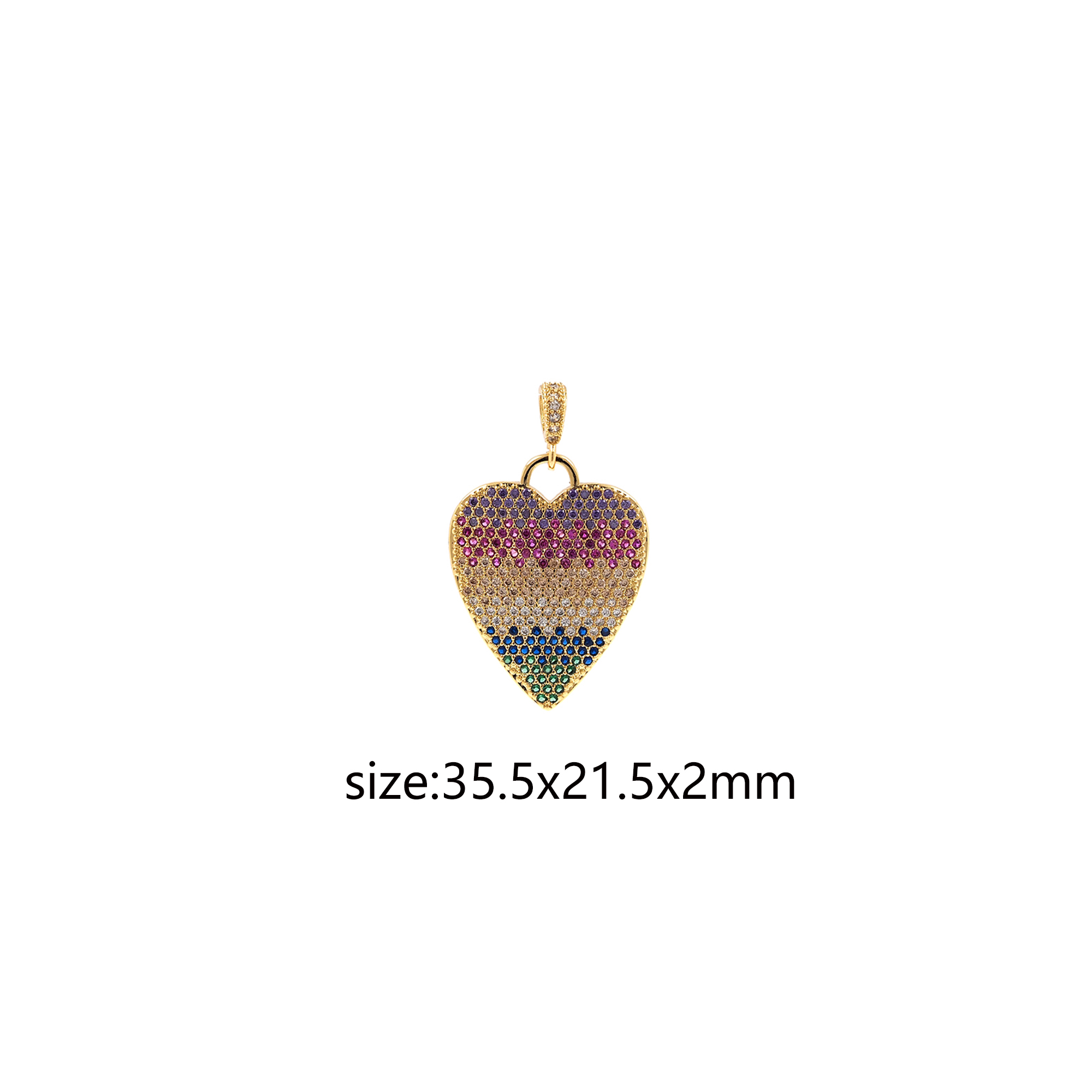 CZ Micro Pave Heart Pendant,18K Gold Filled Heart Charm Earrings Necklace for DIY Jewelry Making Supply