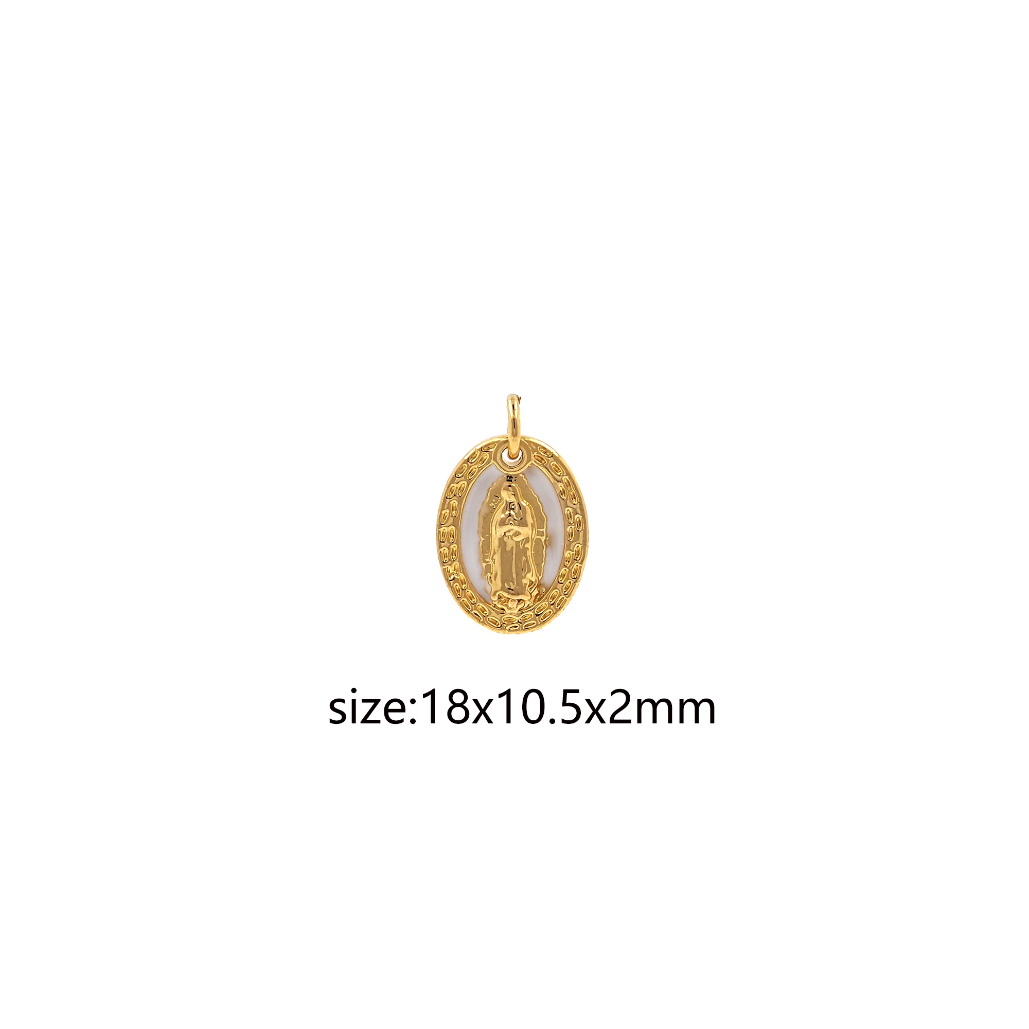 18K Gold Filled Virgin Mary Pendant,Enamel Religious Chamr Earrings Necklace for DIY Jewelry Making Supply