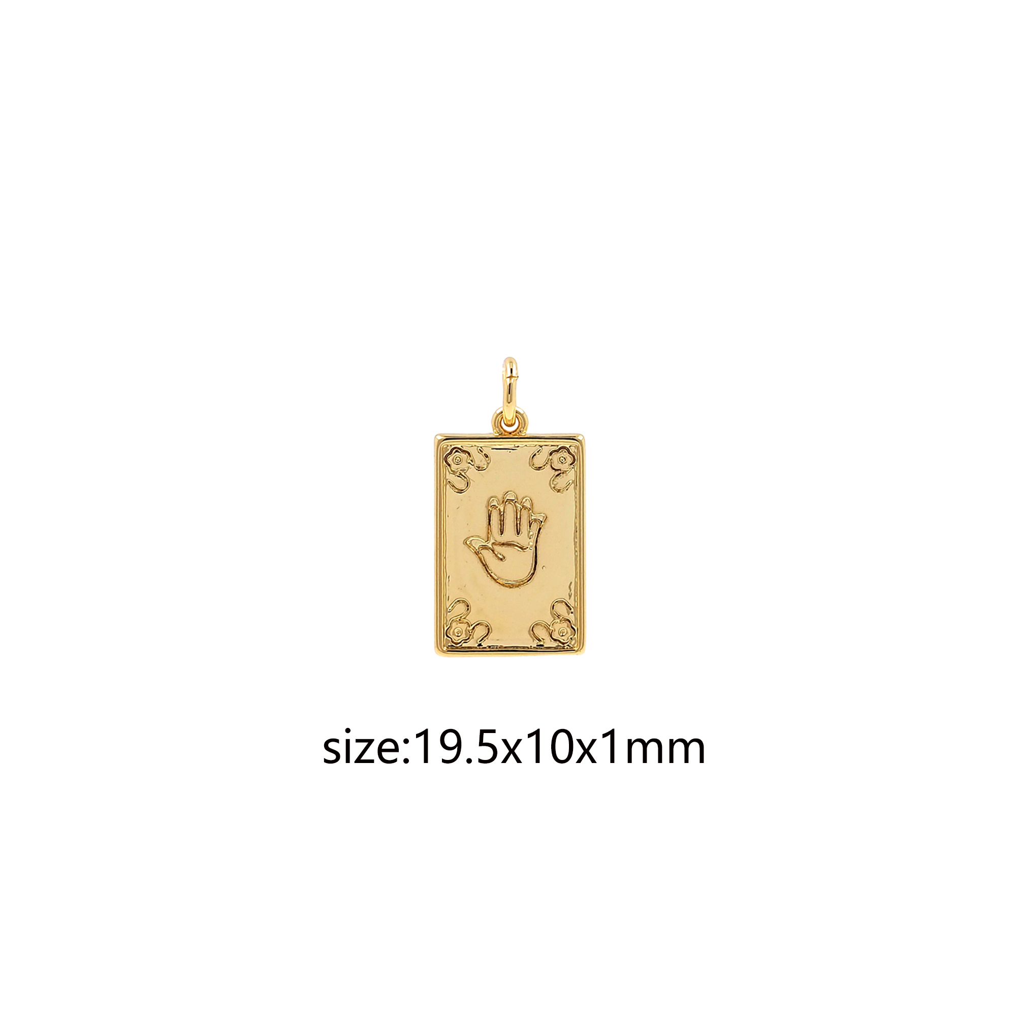 18K Gold Filled Hand Pendant,Rectangle Hand Charm Earrings Necklace for DIY Jewelry Making Supply