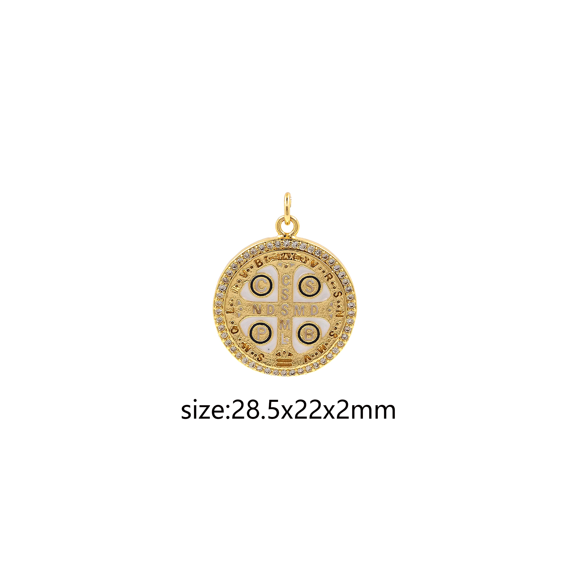 18K Gold Filled Benedict Pendant,CZ Micro Pave Religious Charm Earrings Necklace for DIY Jewelry Making Supply