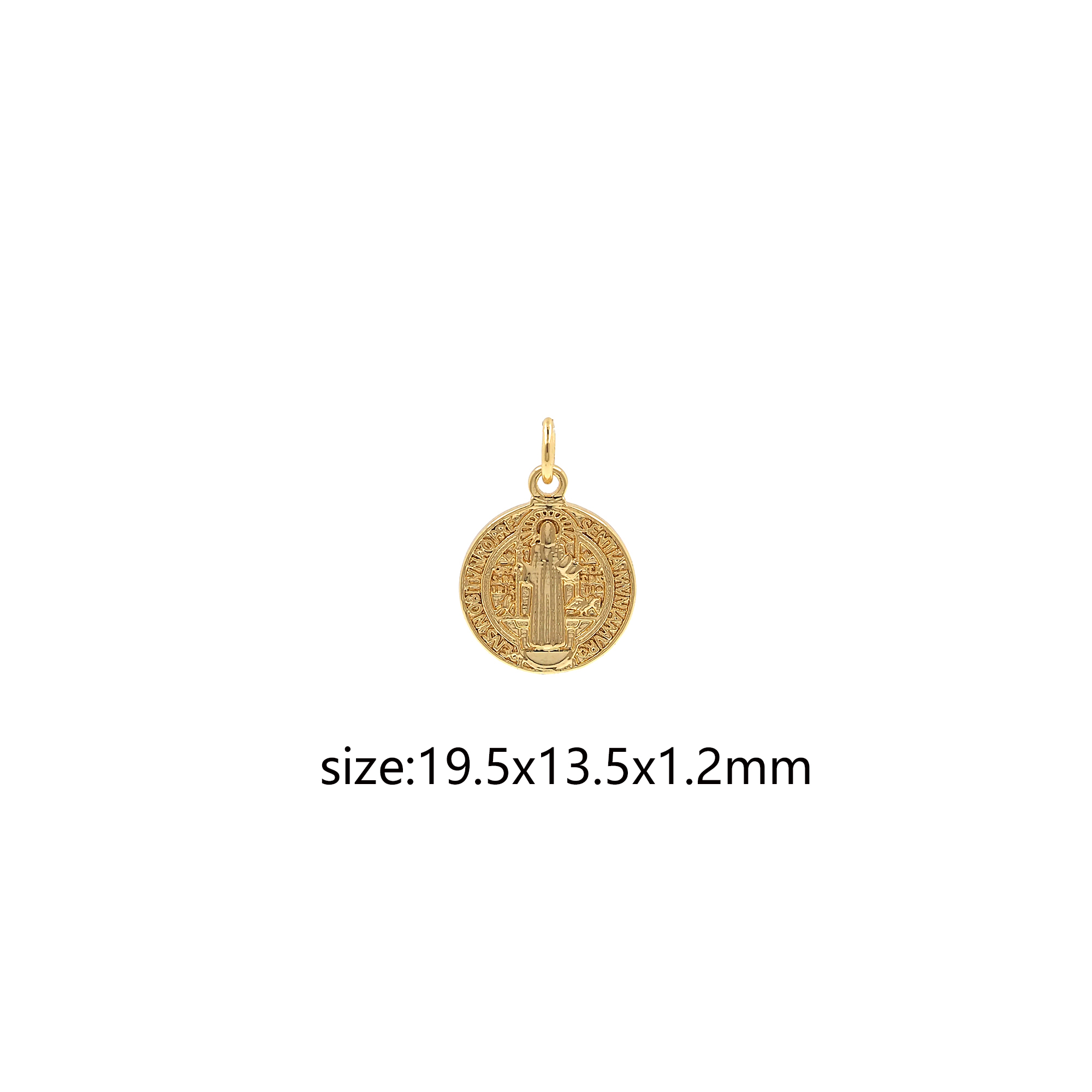 18K Gold Filled Benedict Pendant,Religious Charm Earrings Necklace for DIY Jewelry Making Supply