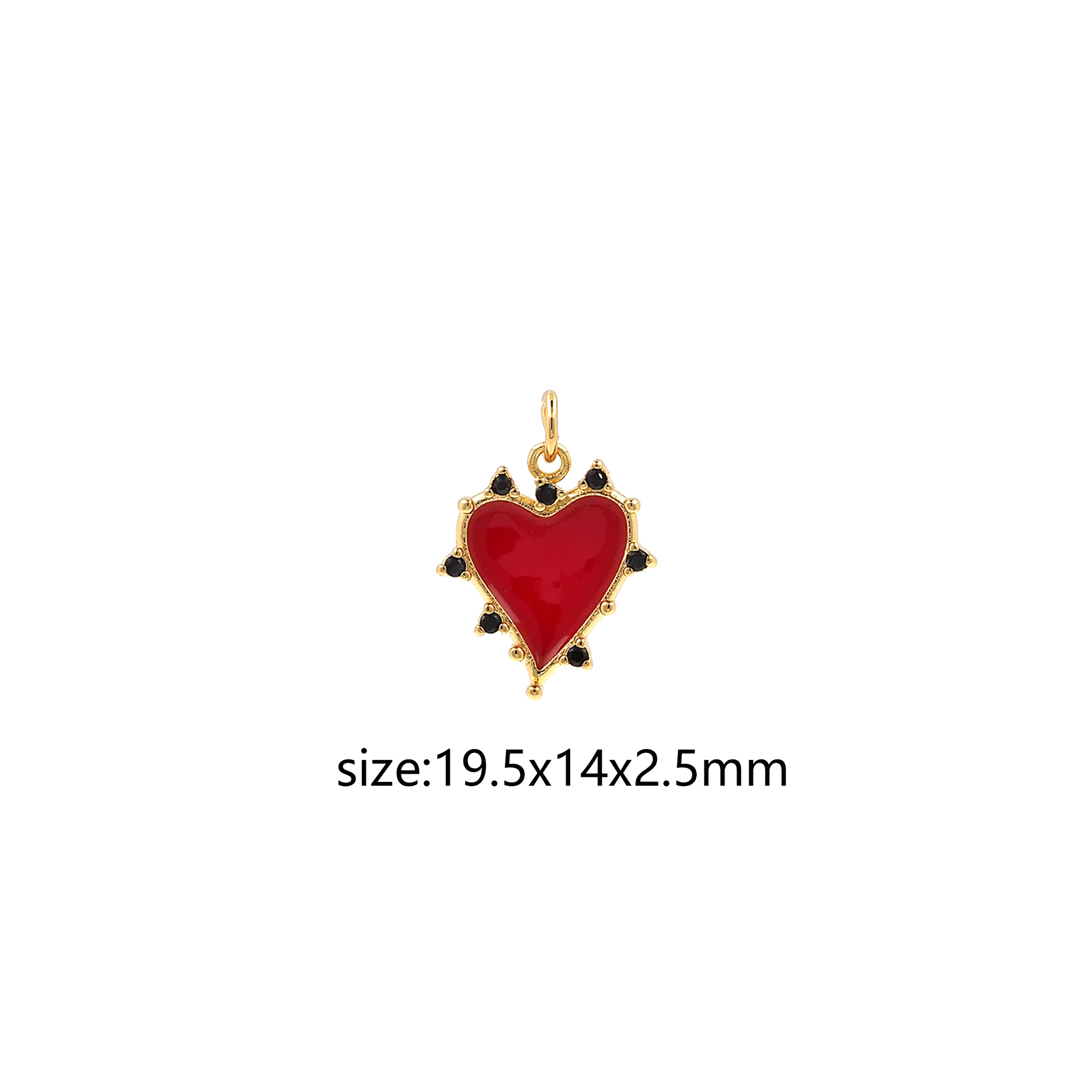 Enamel Heart Pendant,18K Gold Filled Heart Charm Earrings Necklace for DIY Jewelry Making Supply