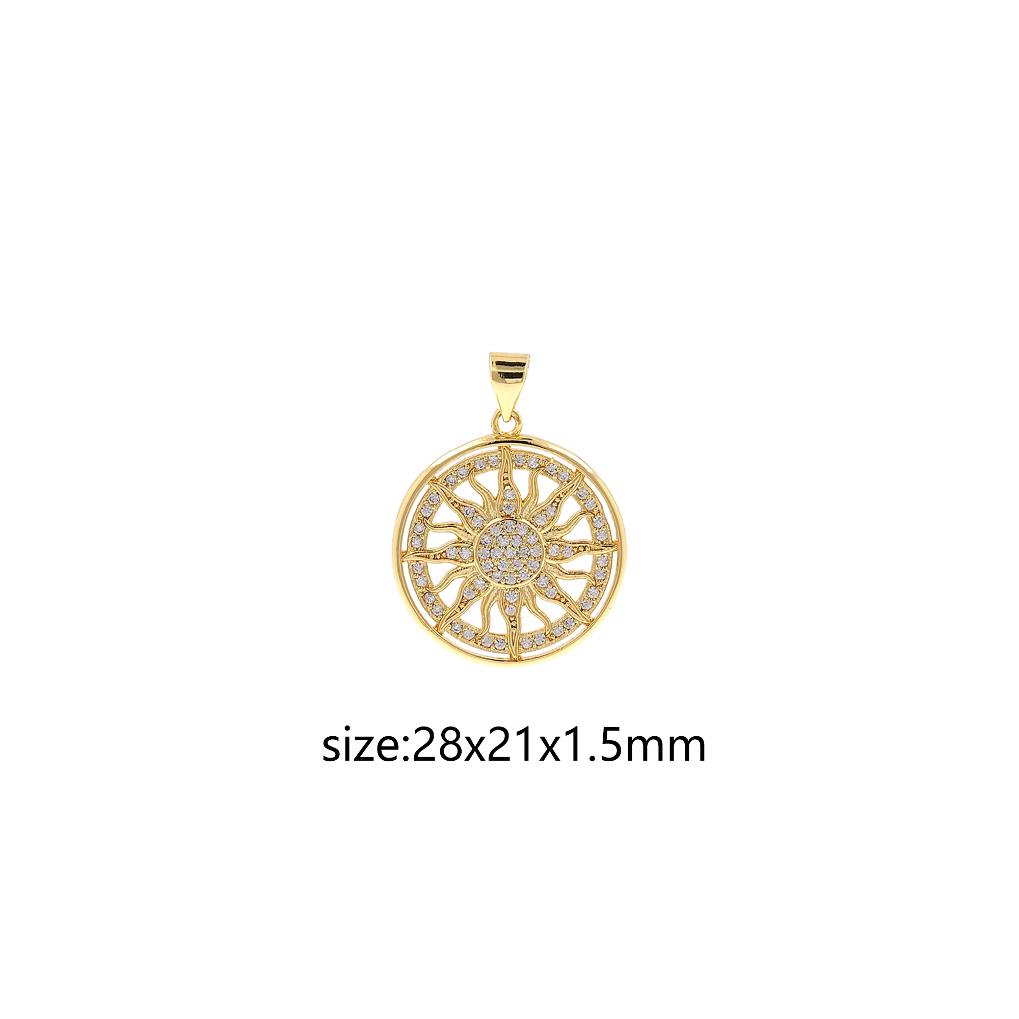 18K Gold Filled Sun Pendant,CZ Micro Pave Sun Charm Earrings Necklace for DIY Jewelry Making Supply