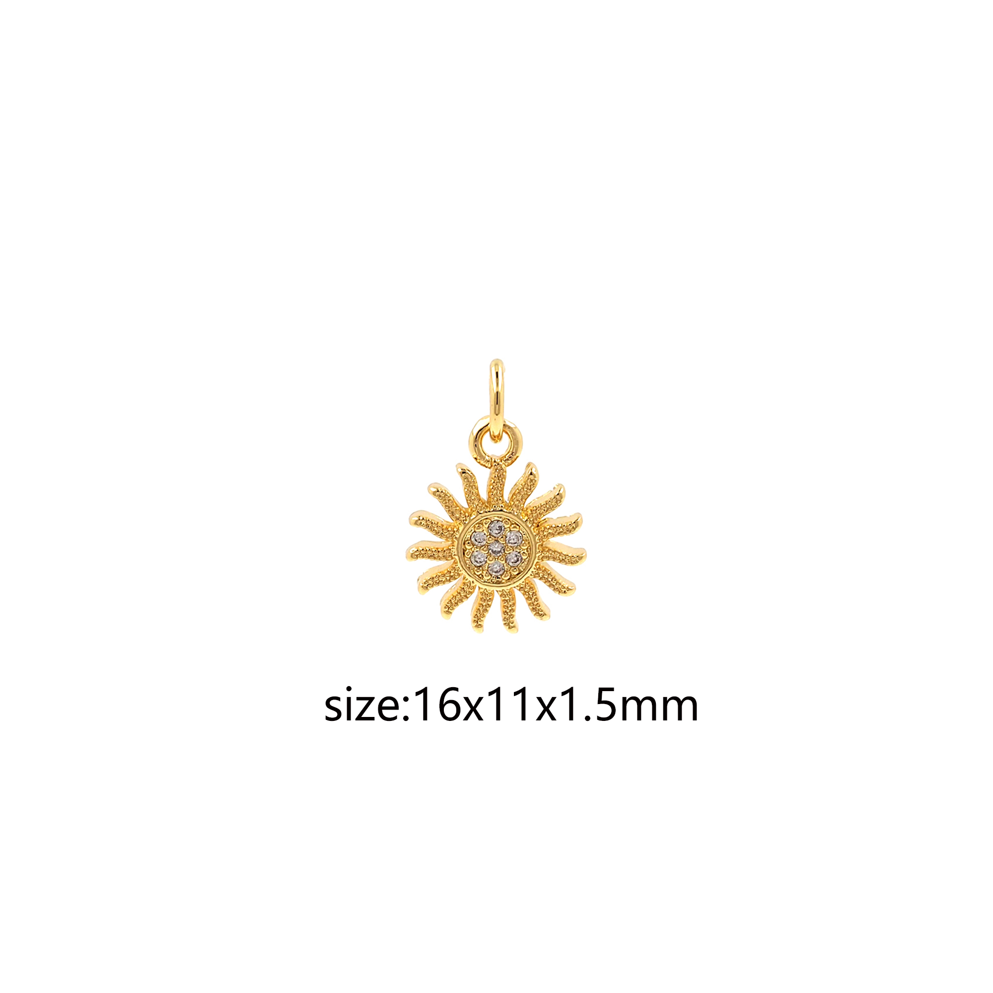 18K Gold Filled Sun Pendant,CZ Micro Pave Sun Charm Earrings Necklace for DIY Jewelry Making Supply