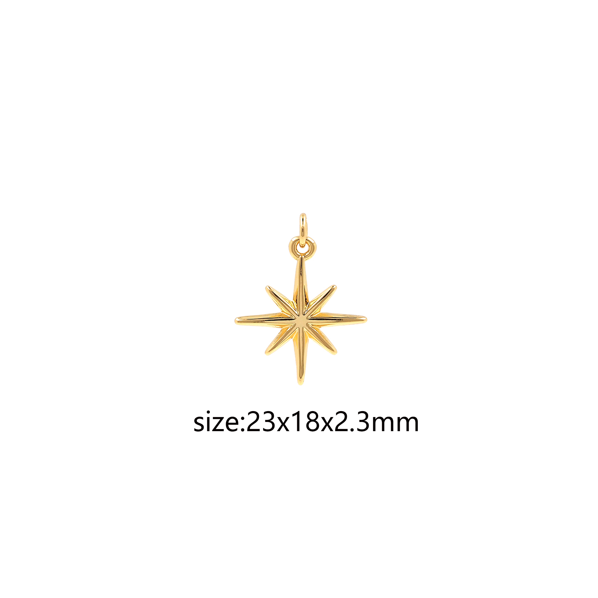Dainty North Star Pendant,18K Gold Filled North Star Charm Earrings Necklace for DIY Jewelry Making Supply