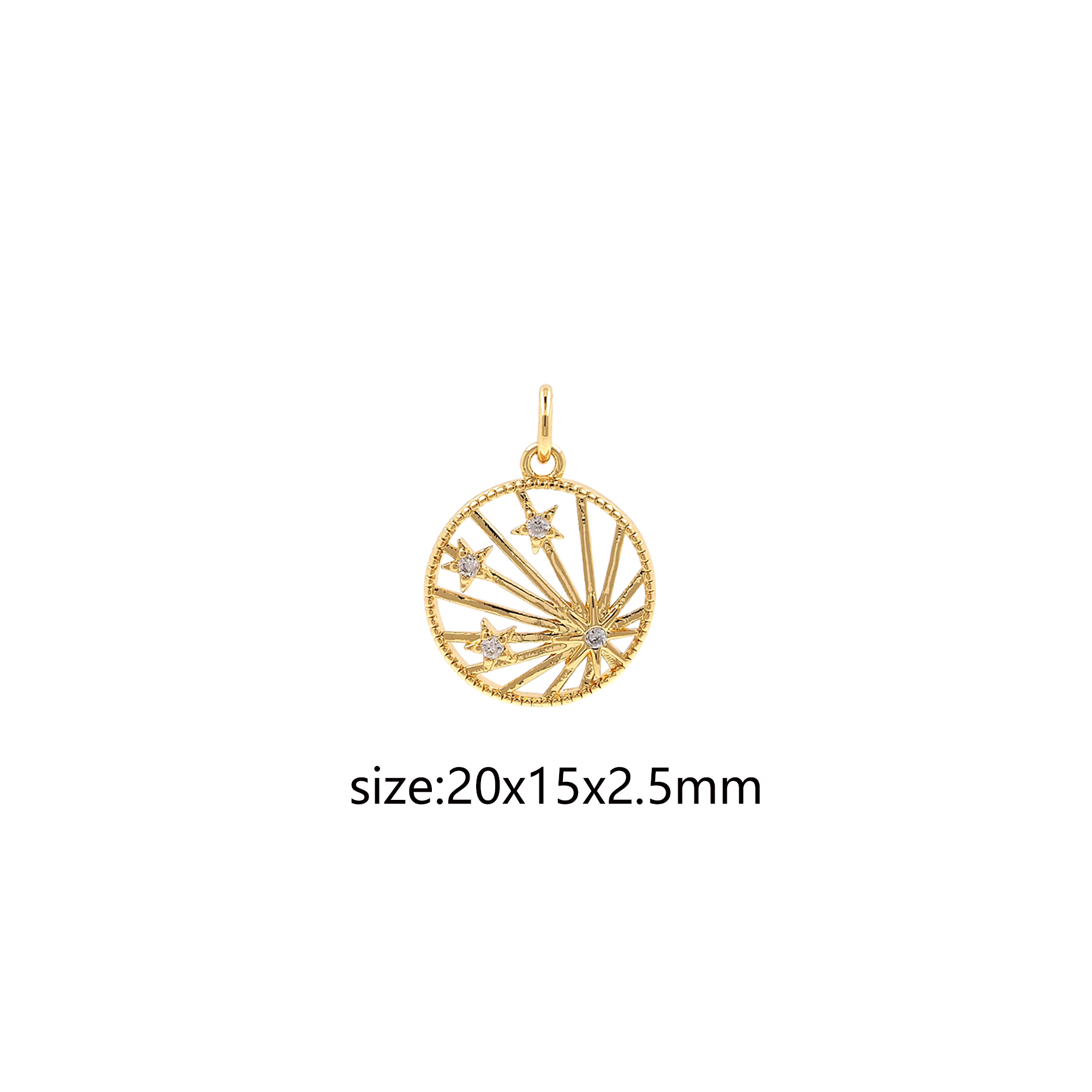 CZ Micro Pave Star Charm18K Gold Filled Celestial Pendant Earrings Necklace for DIY Jewelry Making Supply