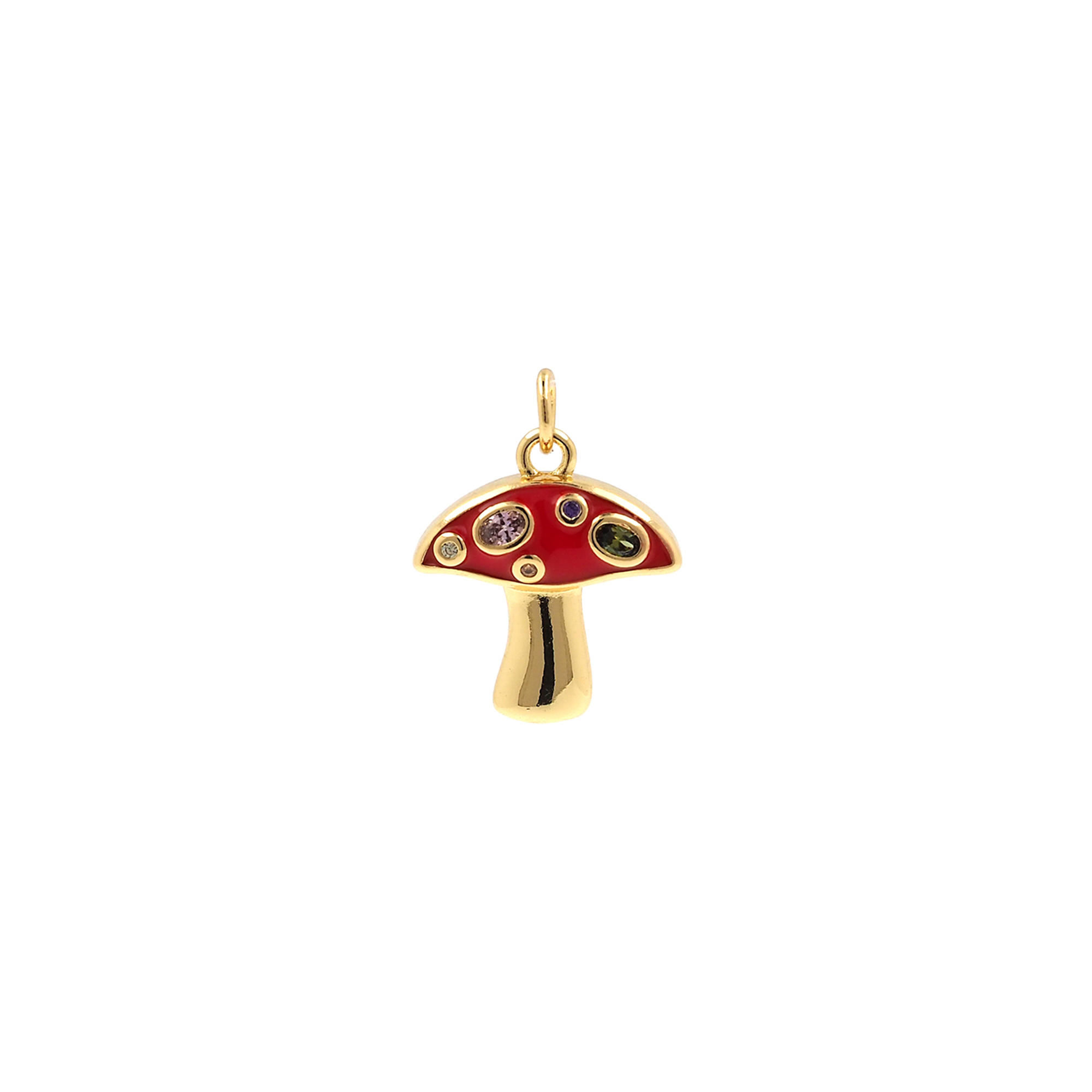 18K Gold Filled Mushroom Pendant,Plant Charm,Enamel Mushroom Earrings Necklace for DIY Jewelry Making Supply
