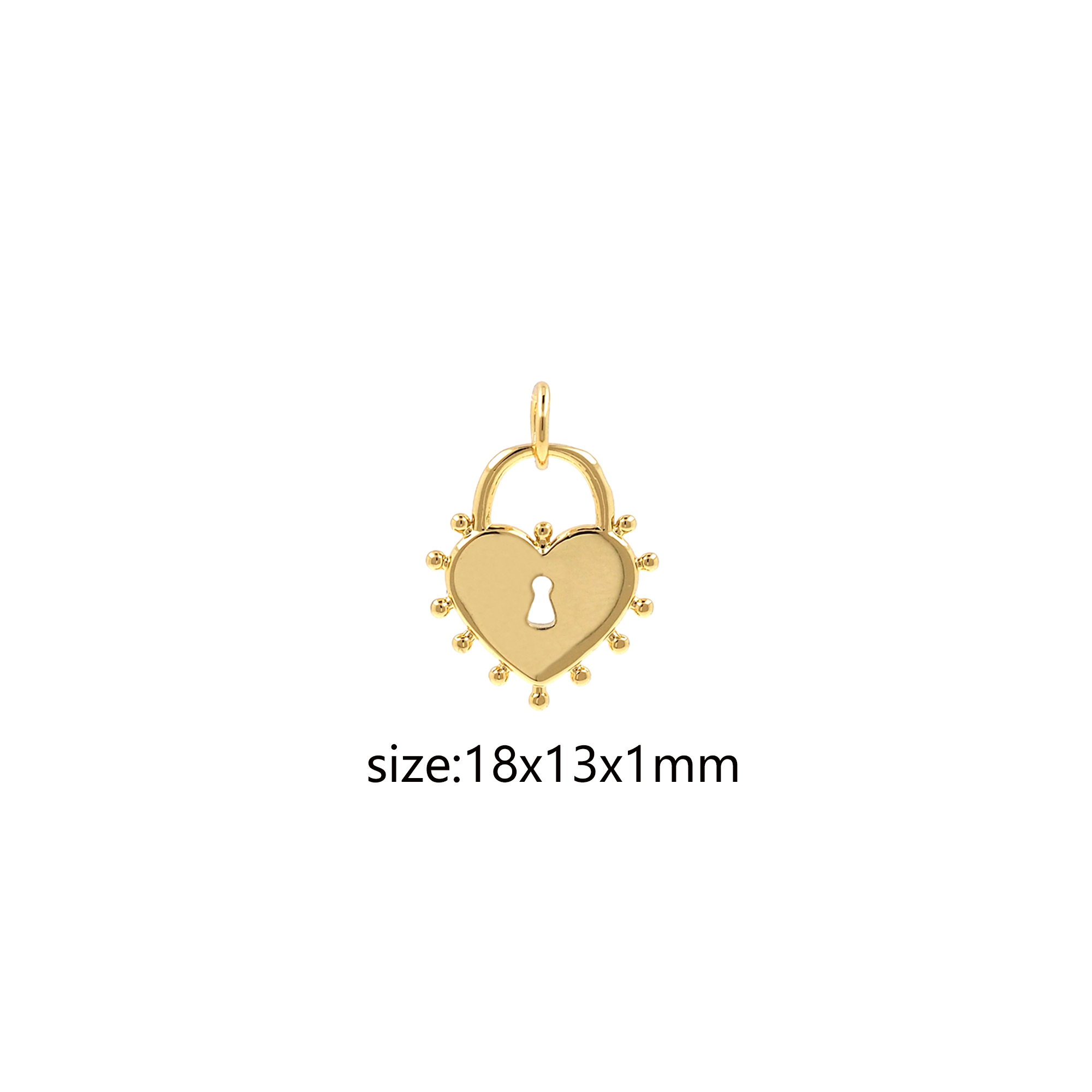 18K Gold Filled Heart Lock Pendant,Lock Charm,Heart Earrings Necklace for DIY Jewelry Making Supply