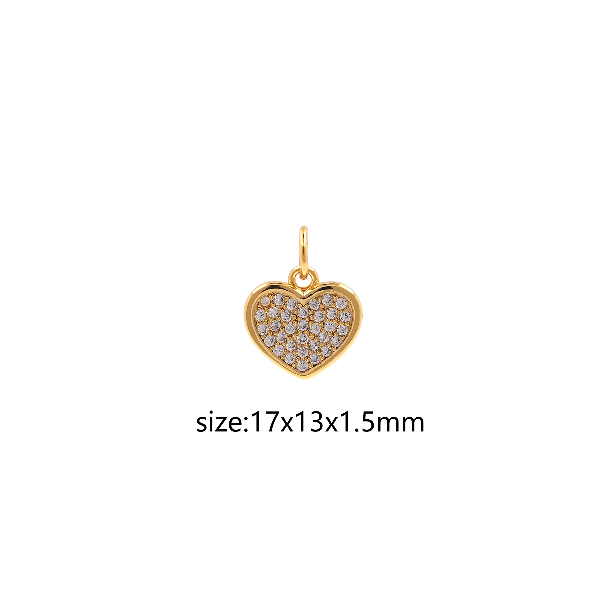 Tiny Heart Pendant,18K Gold Filled Heart Charm Earrings Necklace for DIY Jewelry Making Supply