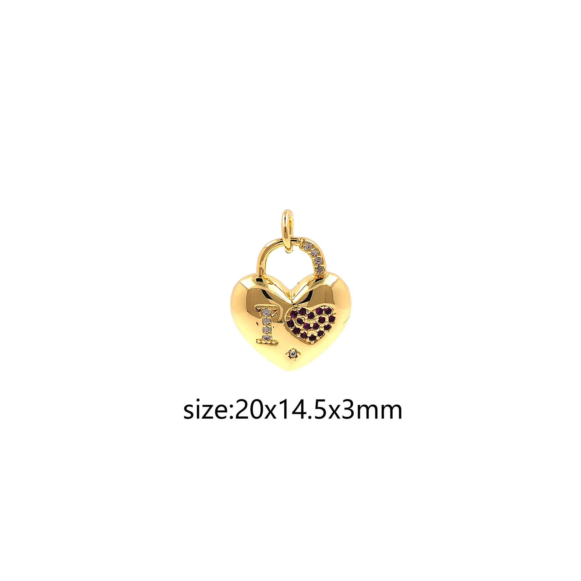 18K Gold Filled Heart Pendant,CZ Micro Pave Love Heart Charm Earrings Necklace for DIY Jewelry Making Supply