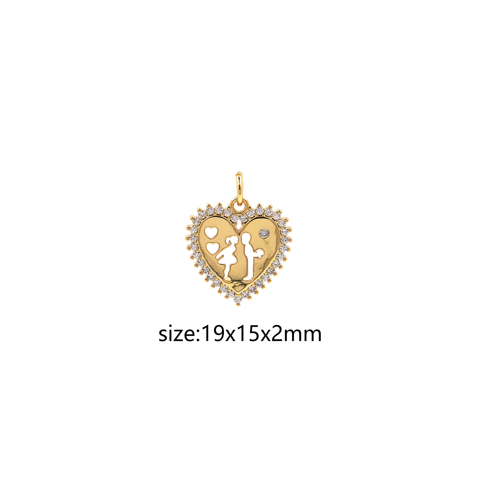 18K Gold Filled Heart Pendant,CZ Micro Pave Love Heart Charm Earrings Necklace for DIY Jewelry Making Supply