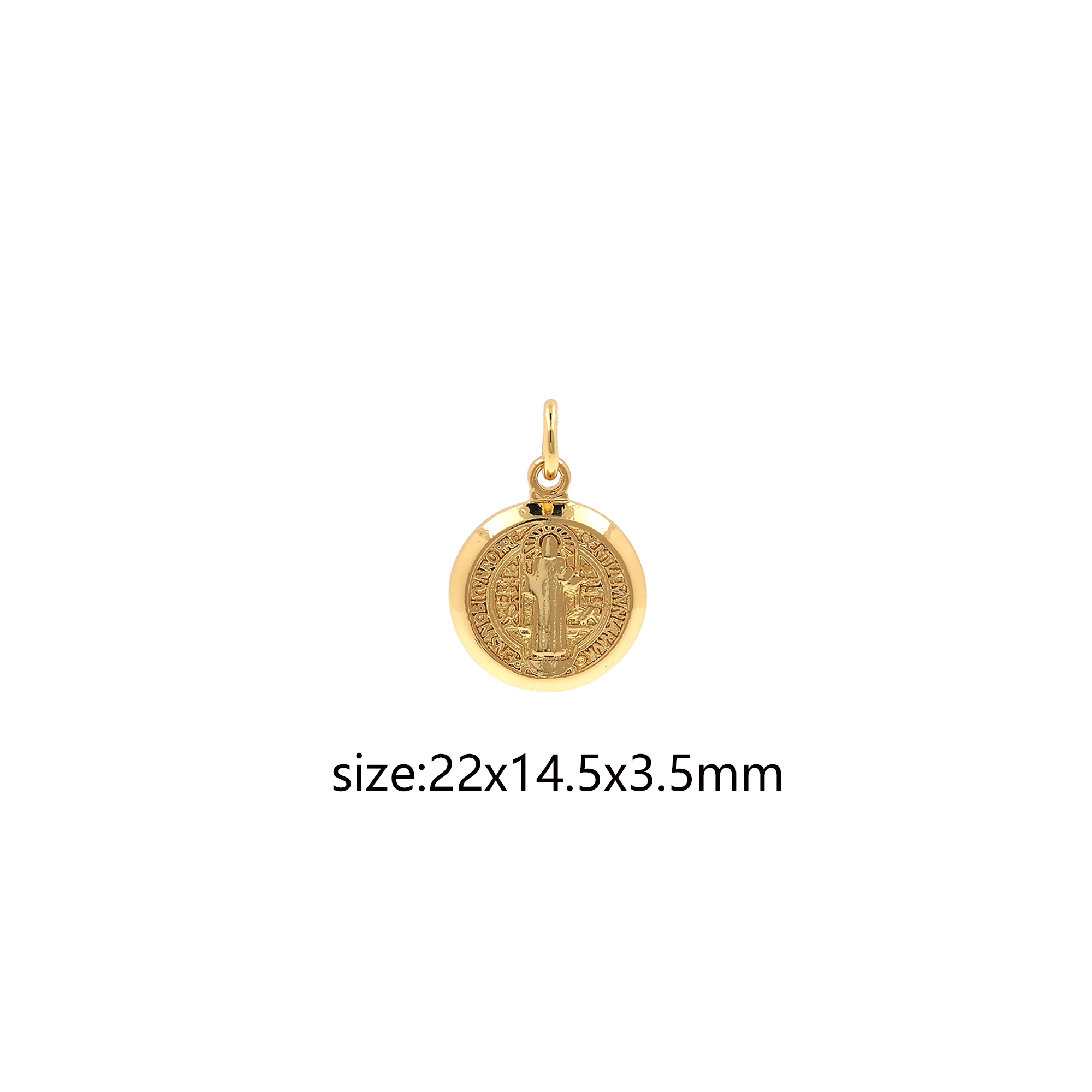 18K Gold Filled Benedict Pendant,Religious Charm Earrings Necklace for DIY Jewelry Making Supply