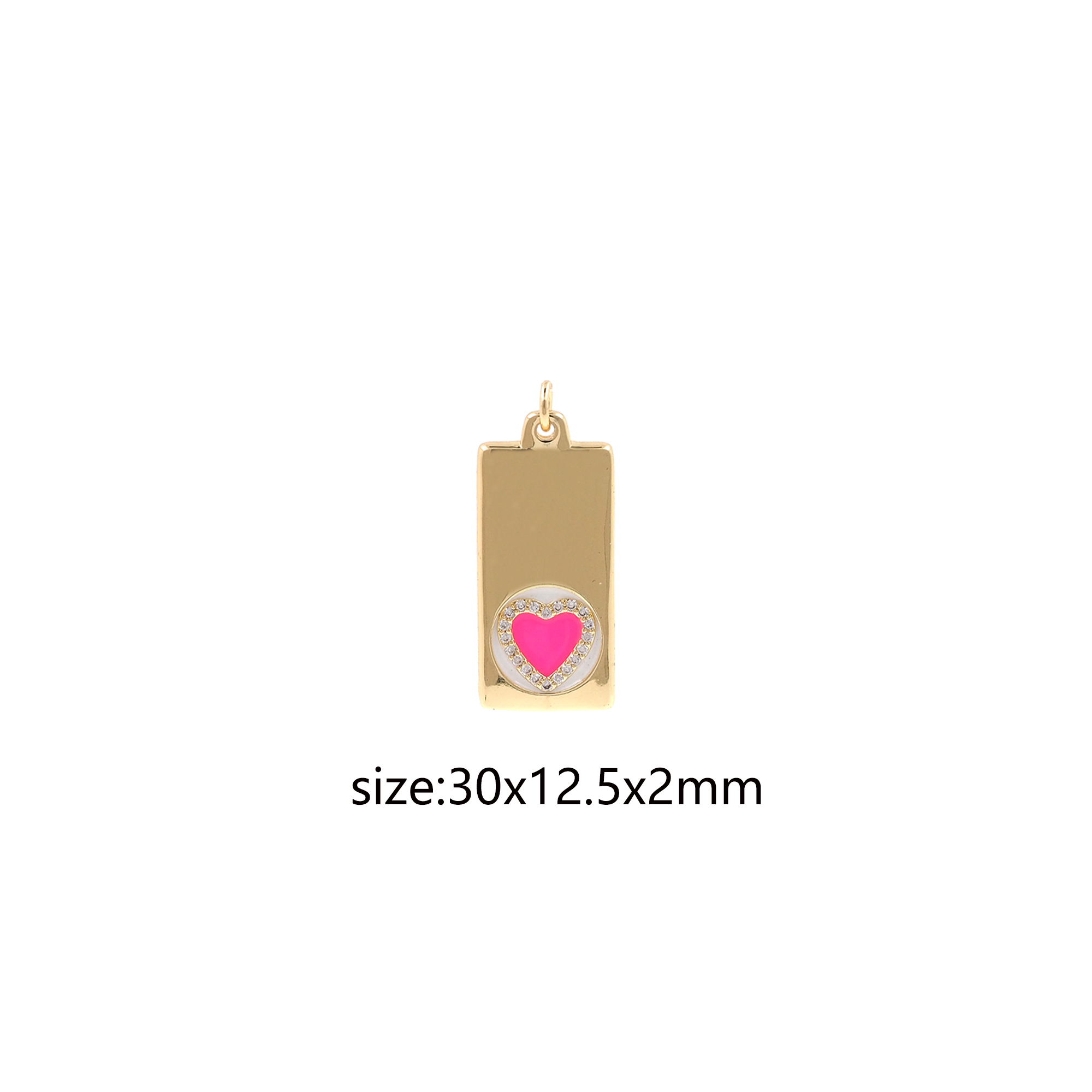 18K Gold Filled Heart Pendant,Enamel Rectangle Heart Charm Earrings Necklace for DIY Jewelry Making Supply