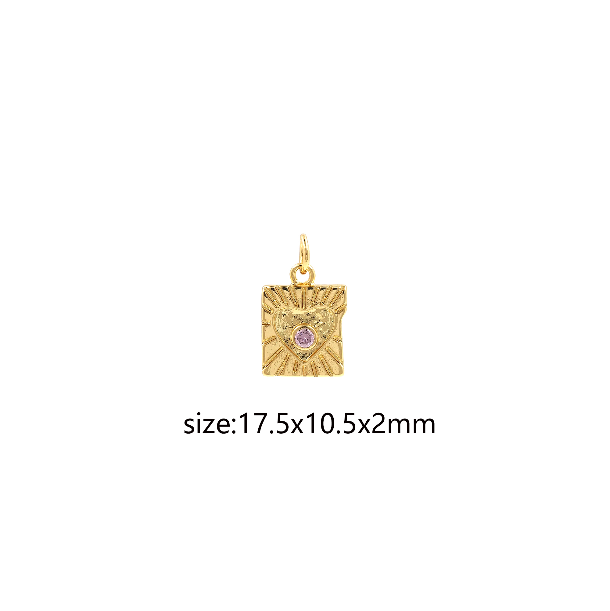 18K Gold Filled Heart Pendant,CZ Micro Pave Square Heart Charm Earrings Necklace for DIY Jewelry Making Supply