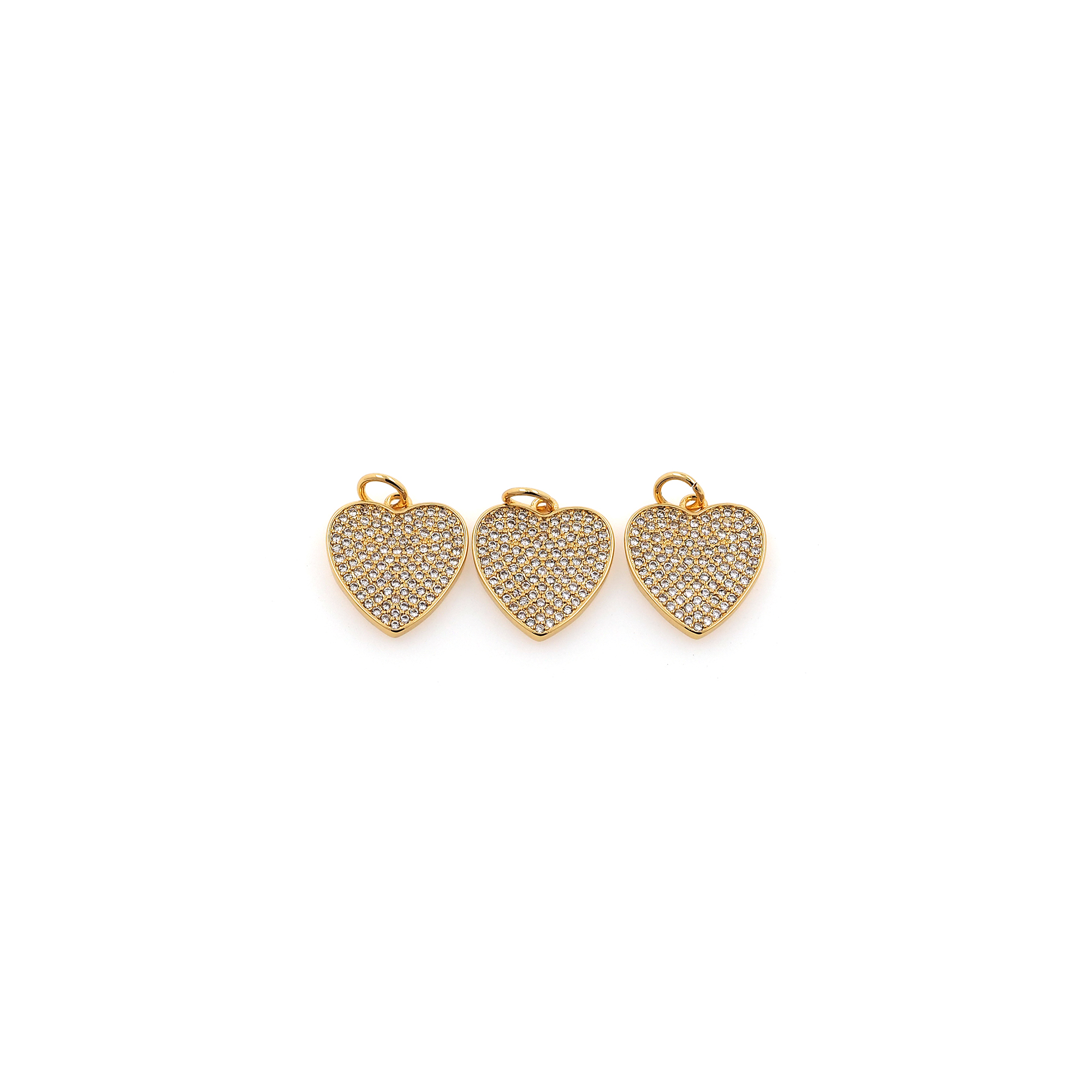 18K Gold Filled Heart Pendant,CZ Micro Pave Heart Charm Earrings Necklace for DIY Jewelry Making Supply