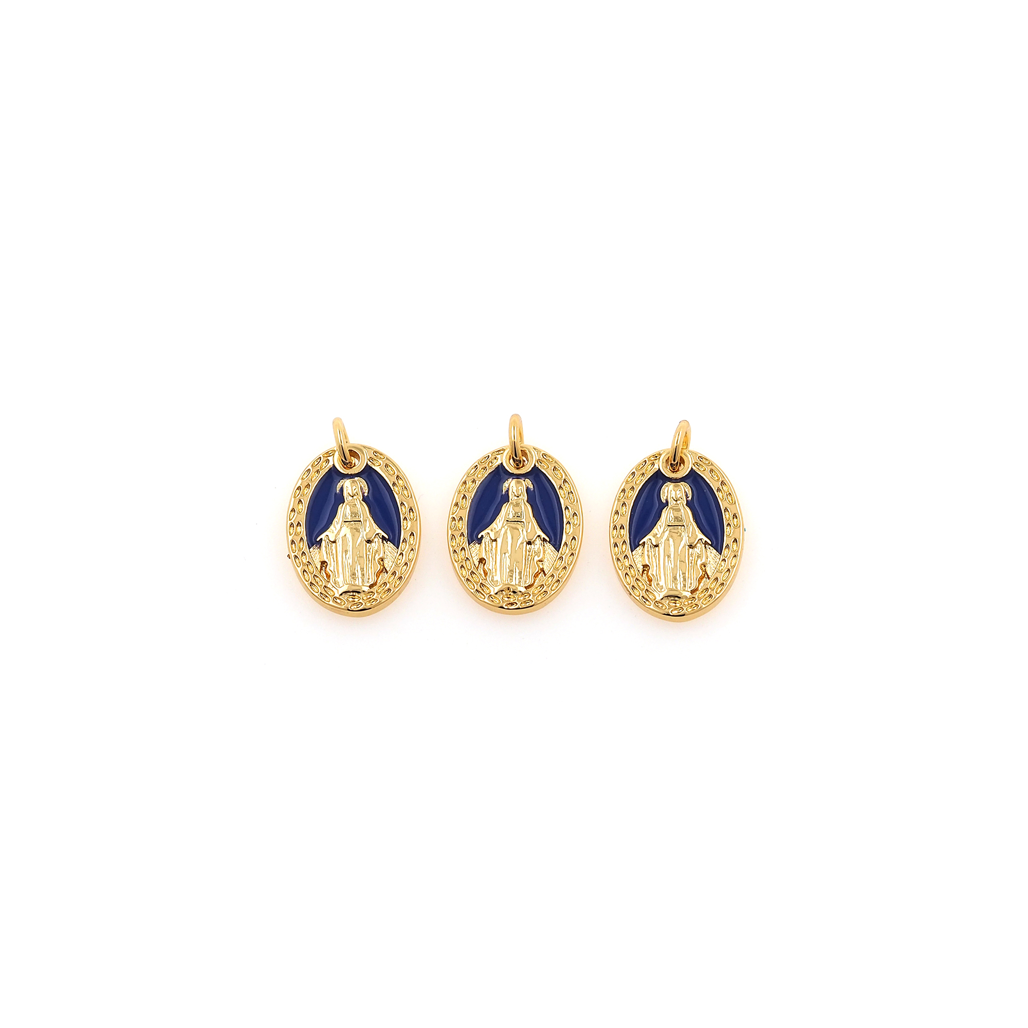 18K Gold Filled Virgin Mary Pendant,Enamel Virgin Mary Charm Earrings Necklace for DIY Jewelry Making Supply