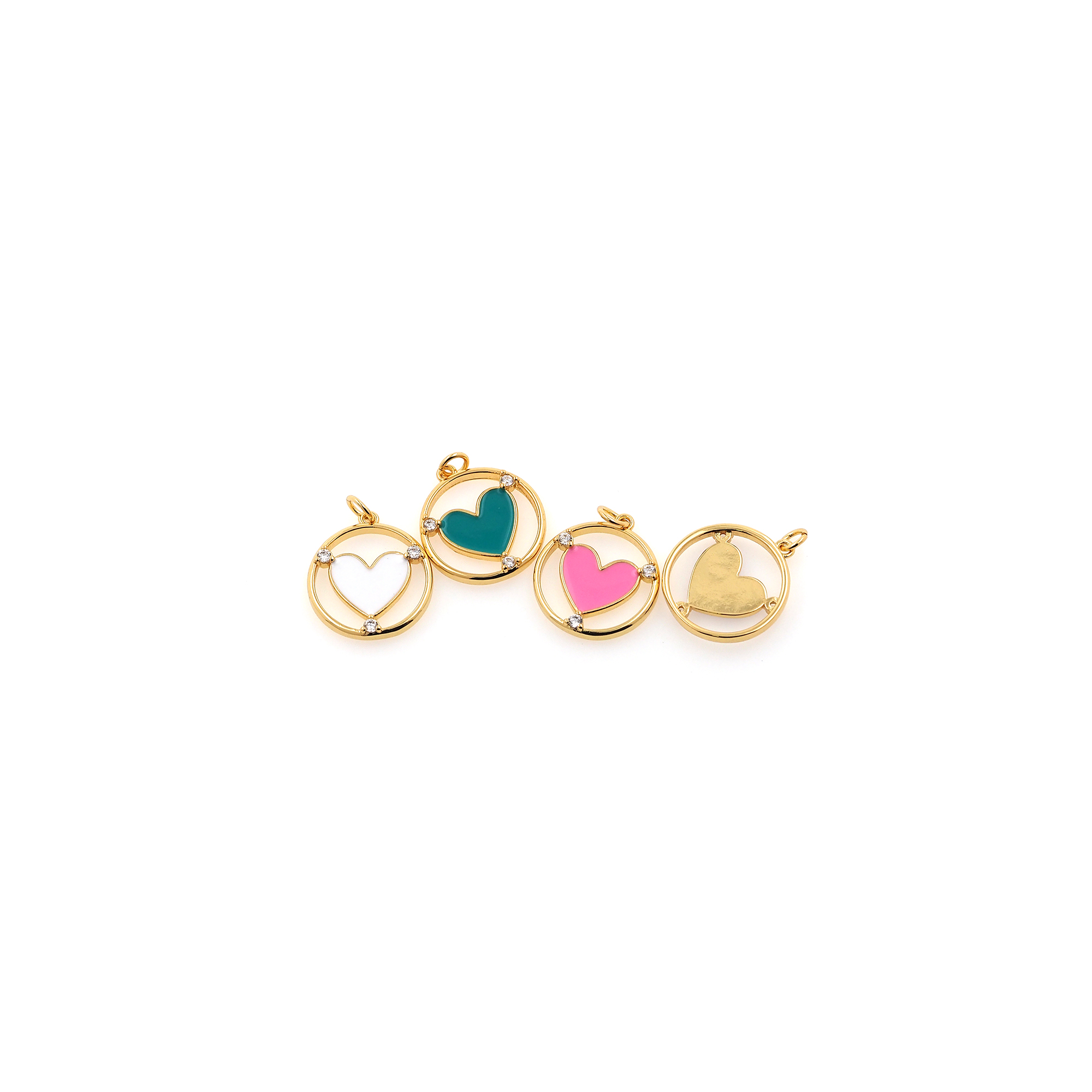 18K Gold Filled Heart Pendant,Enamel Heart Charm Earrings Necklace for DIY Jewelry Making Supply
