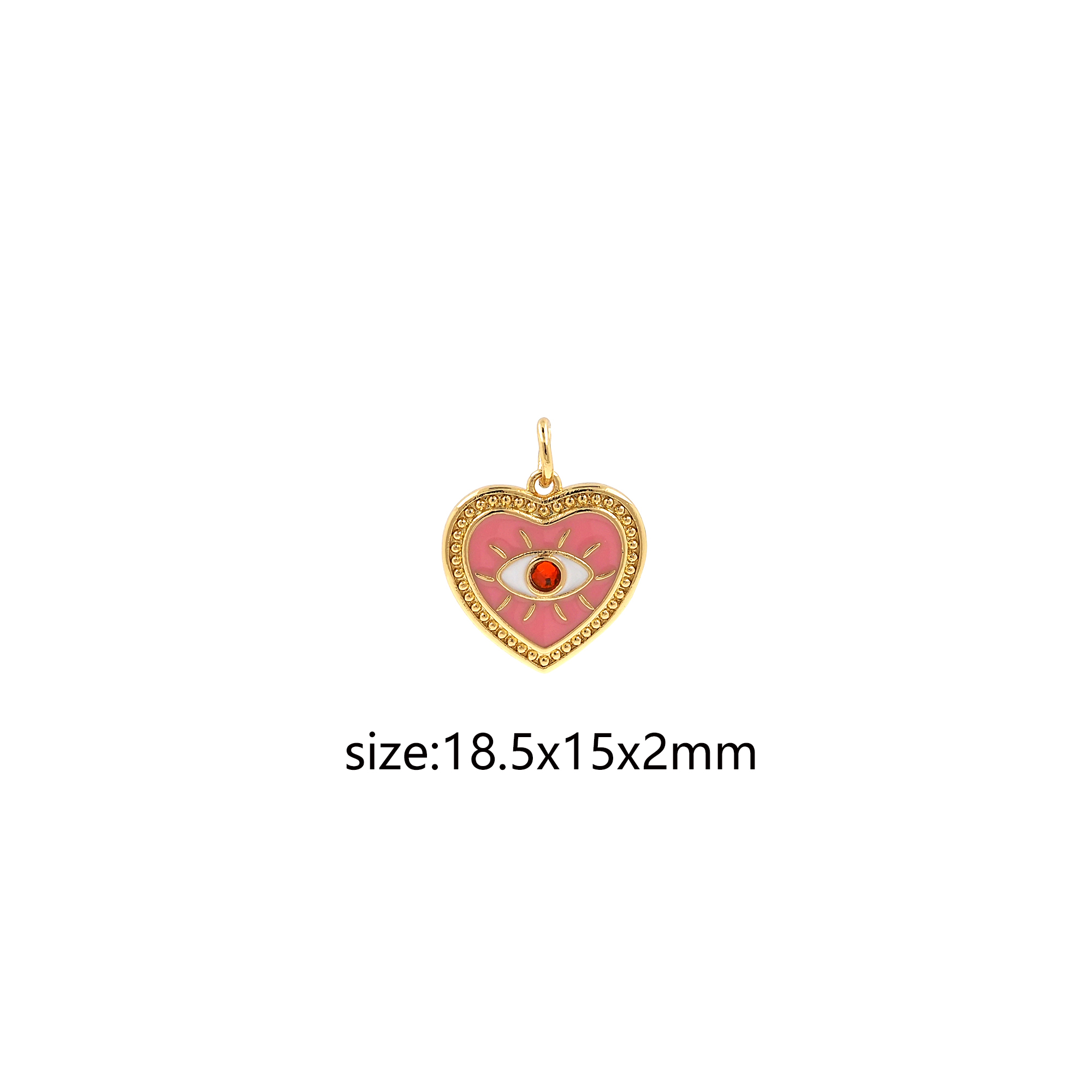 Enamel Heart Eye Pendant,18K Gold Filled Evil Eye Charm Earrings Necklace for DIY Jewelry Making Supply