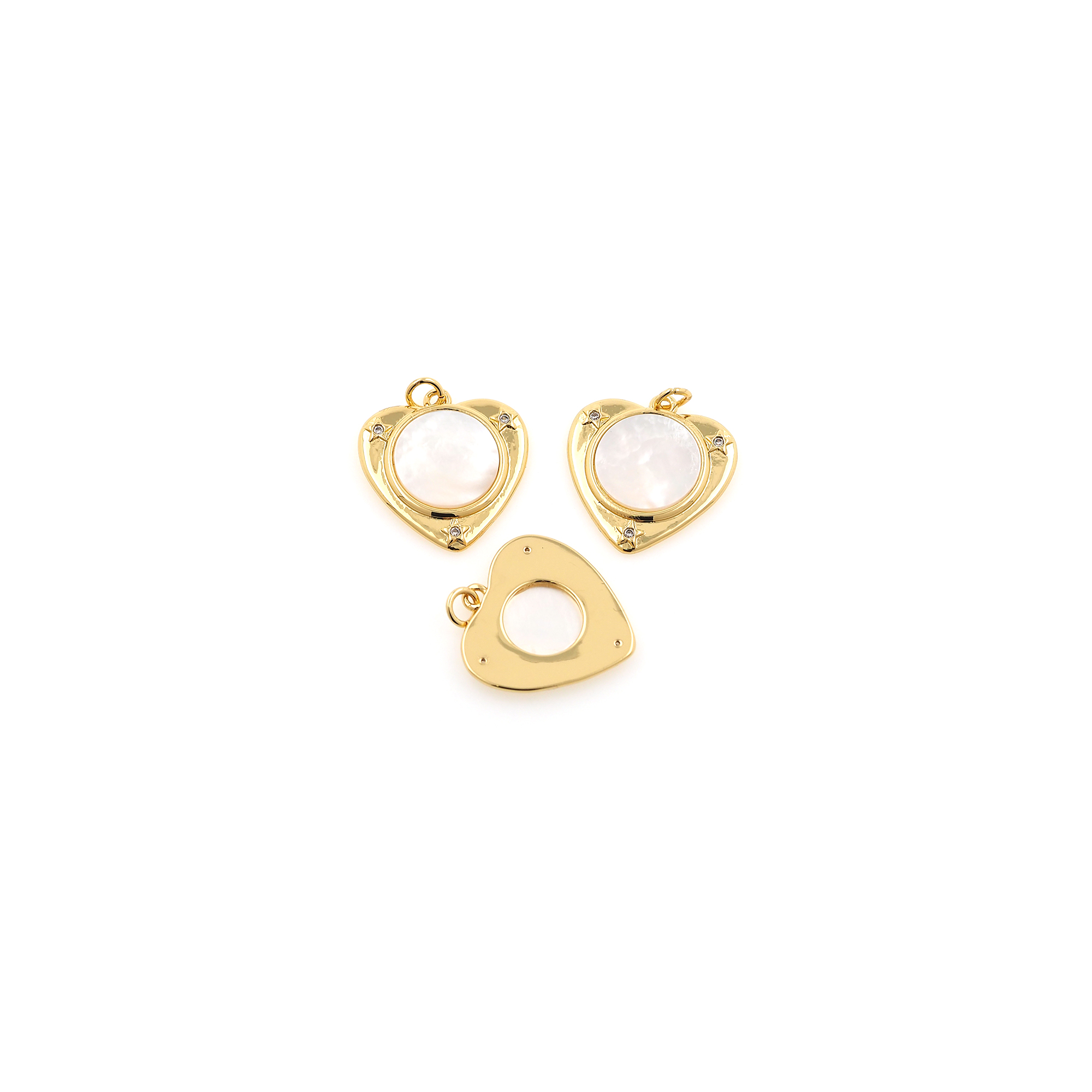 18K Gold Filled Heart Pendant,Dainty Heart Charm Earrings Necklace for DIY Jewelry Making Supply