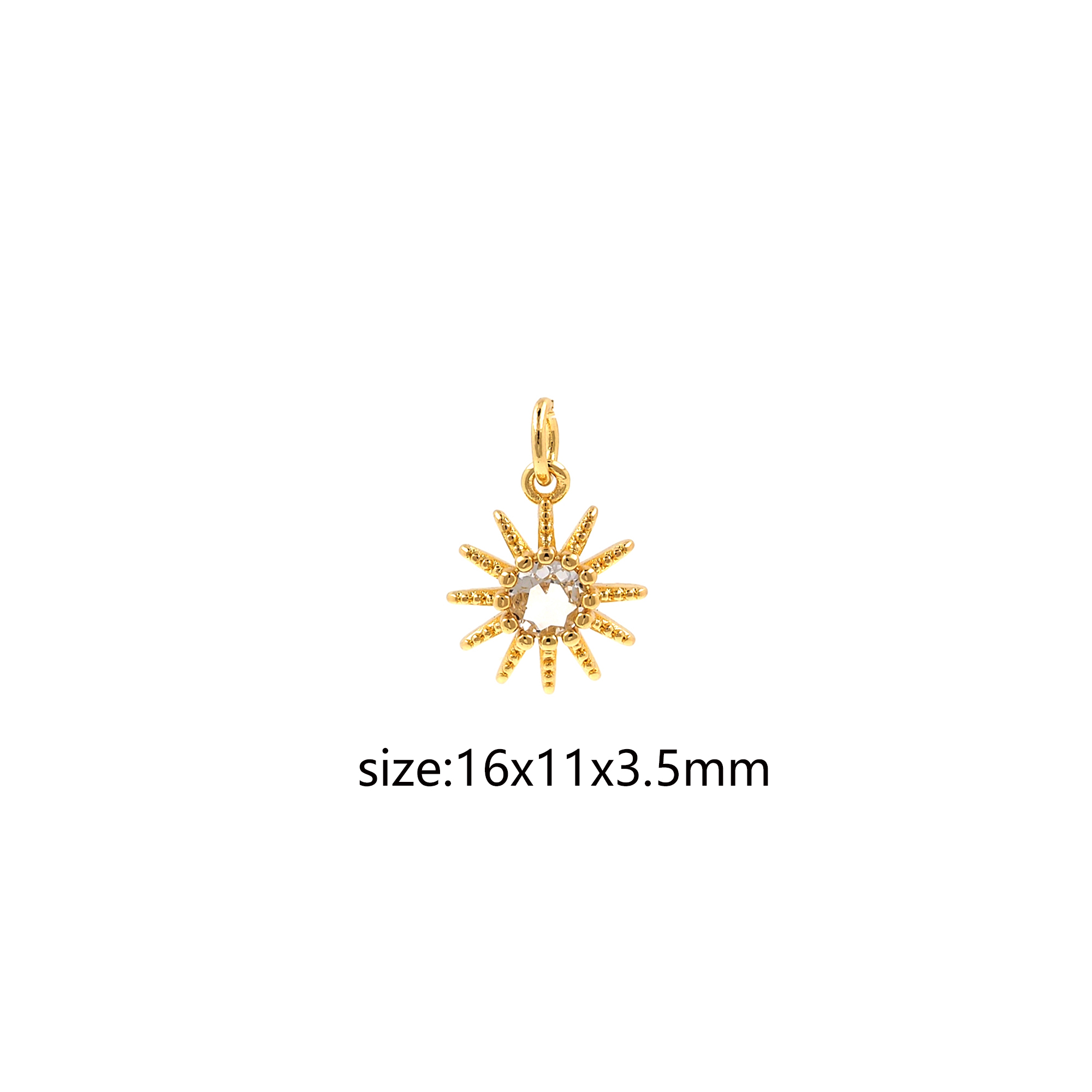 18K Gold Filled Sun Pendant,CZ Micro Pave Sun Charm Earrings Necklace for DIY Jewelry Making Supply