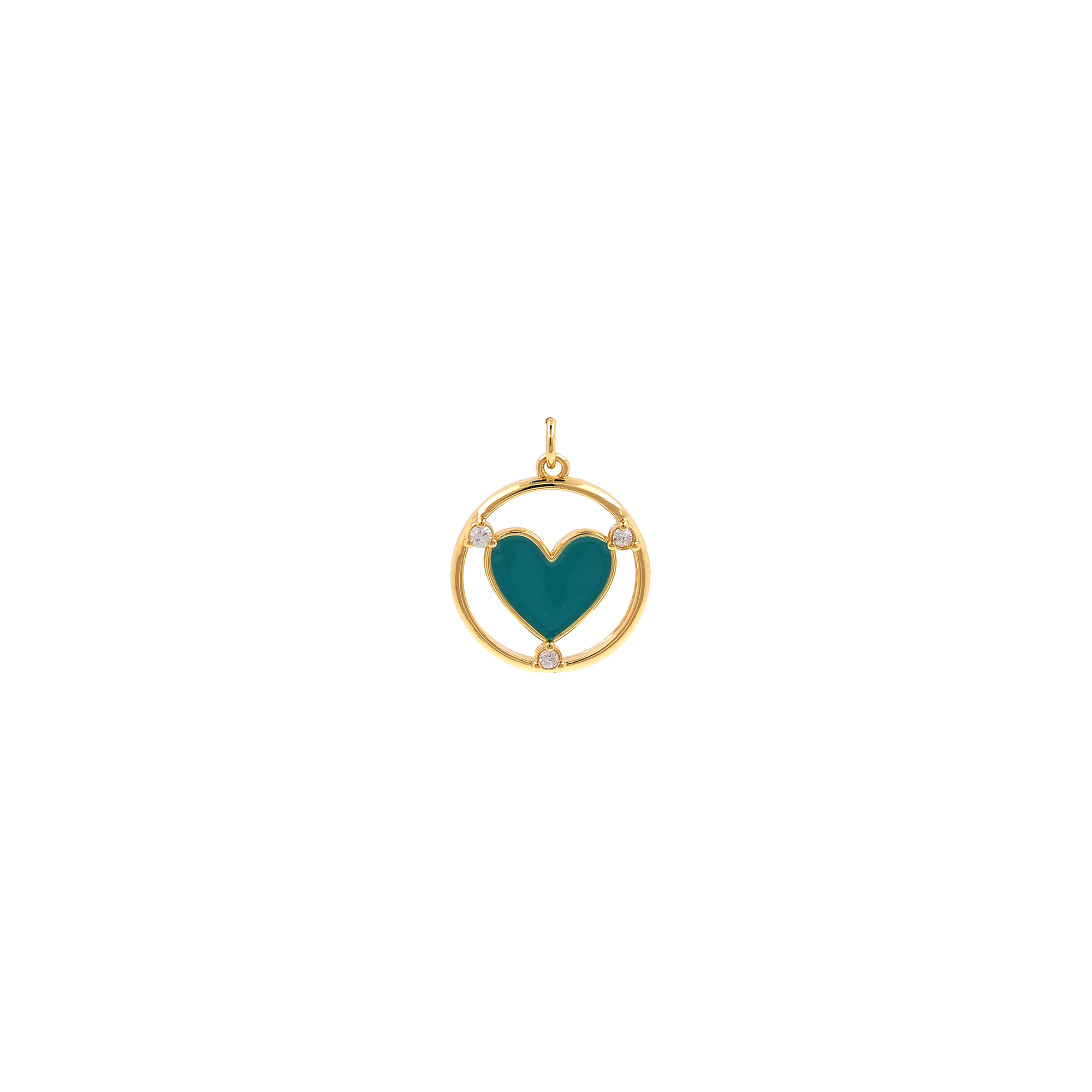 18K Gold Filled Heart Pendant,Enamel Heart Charm Earrings Necklace for DIY Jewelry Making Supply