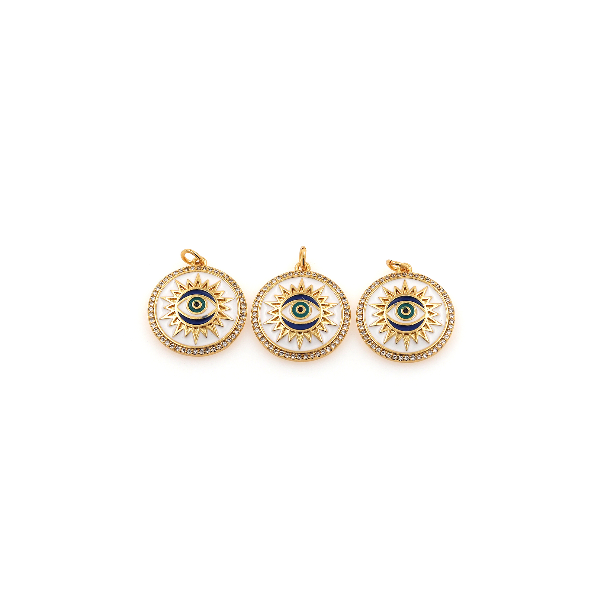 18K Gold Filled Evil Eye Pendant,Enamel Evil Eye Charm Earrings Necklace for DIY Jewelry Making Supply