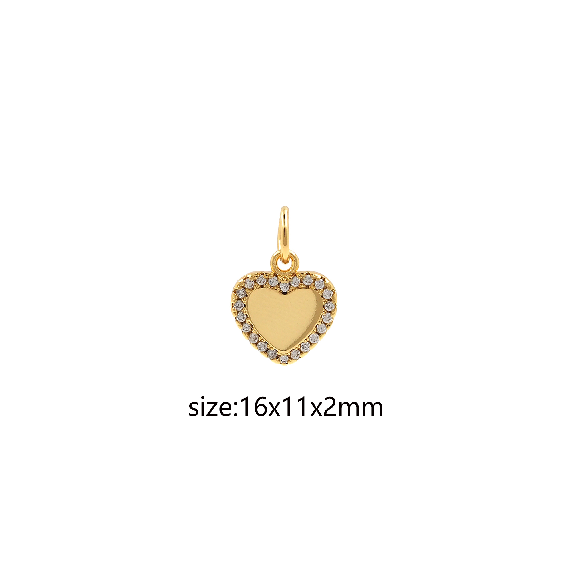 CZ Micro Pave Heart Charm18K Gold Filled Heart Pendant,Tiny Heart Earrings Necklace for DIY Jewelry Making Supply