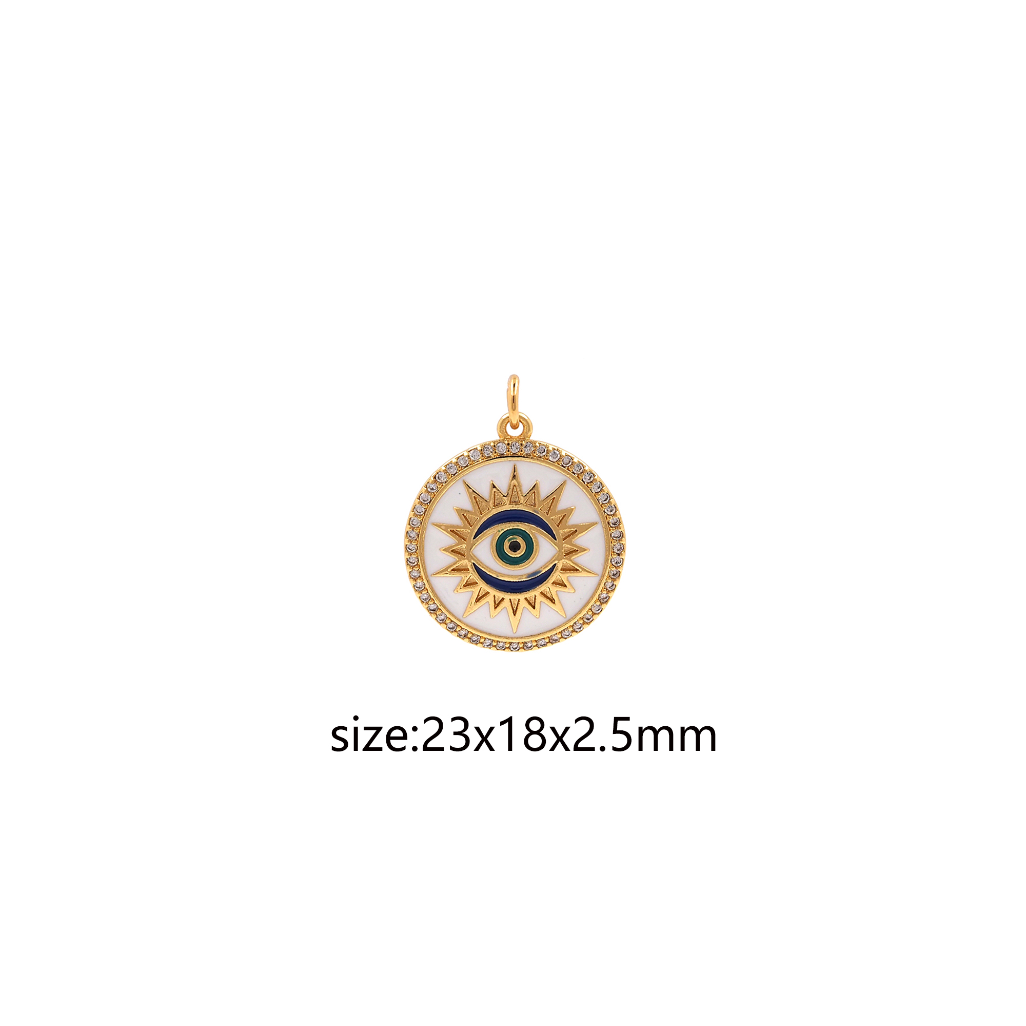 18K Gold Filled Evil Eye Pendant,Enamel Evil Eye Charm Earrings Necklace for DIY Jewelry Making Supply