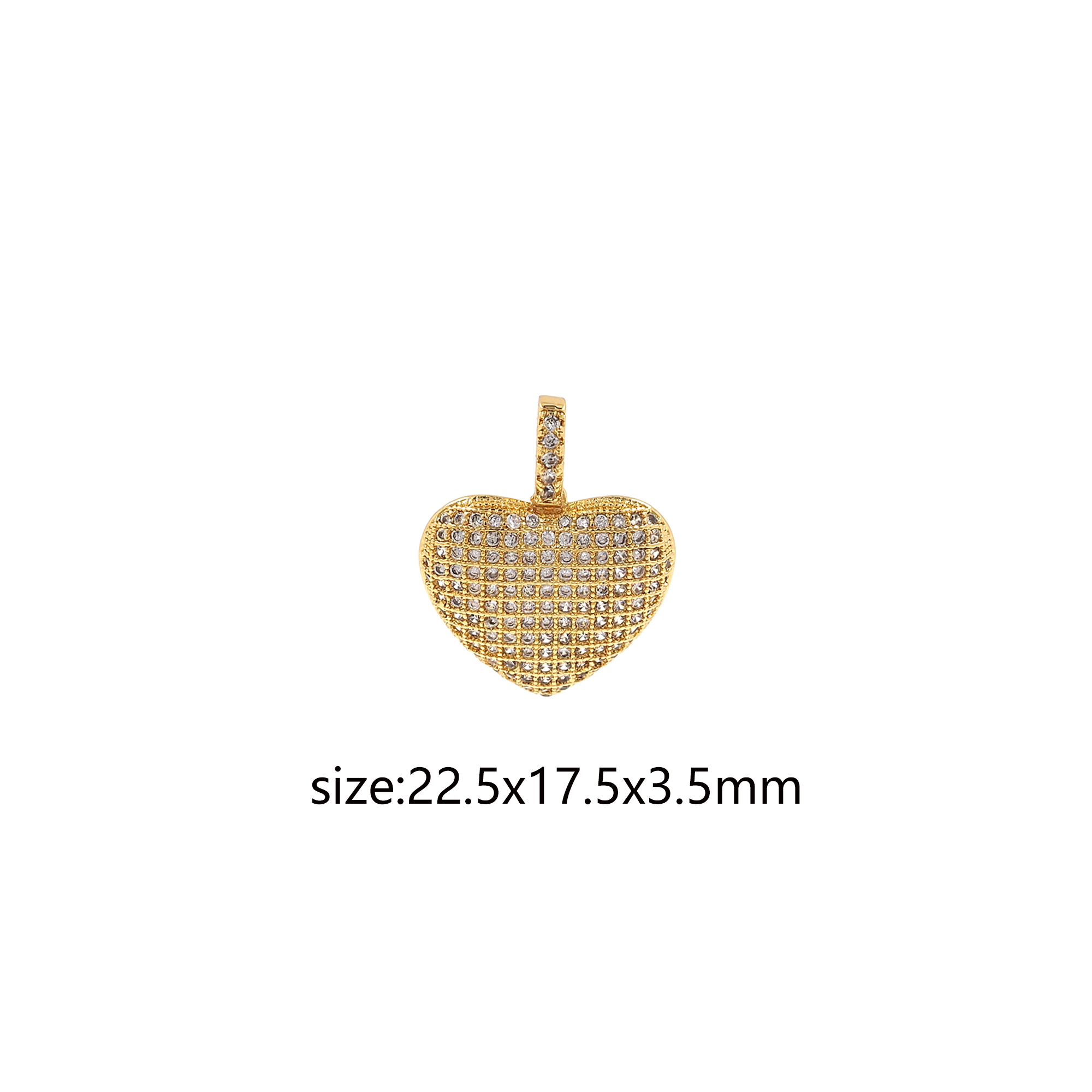 CZ Heart Pendant,18K Gold Filled Heart Charm Earrings Necklace for DIY Jewelry Making Supply