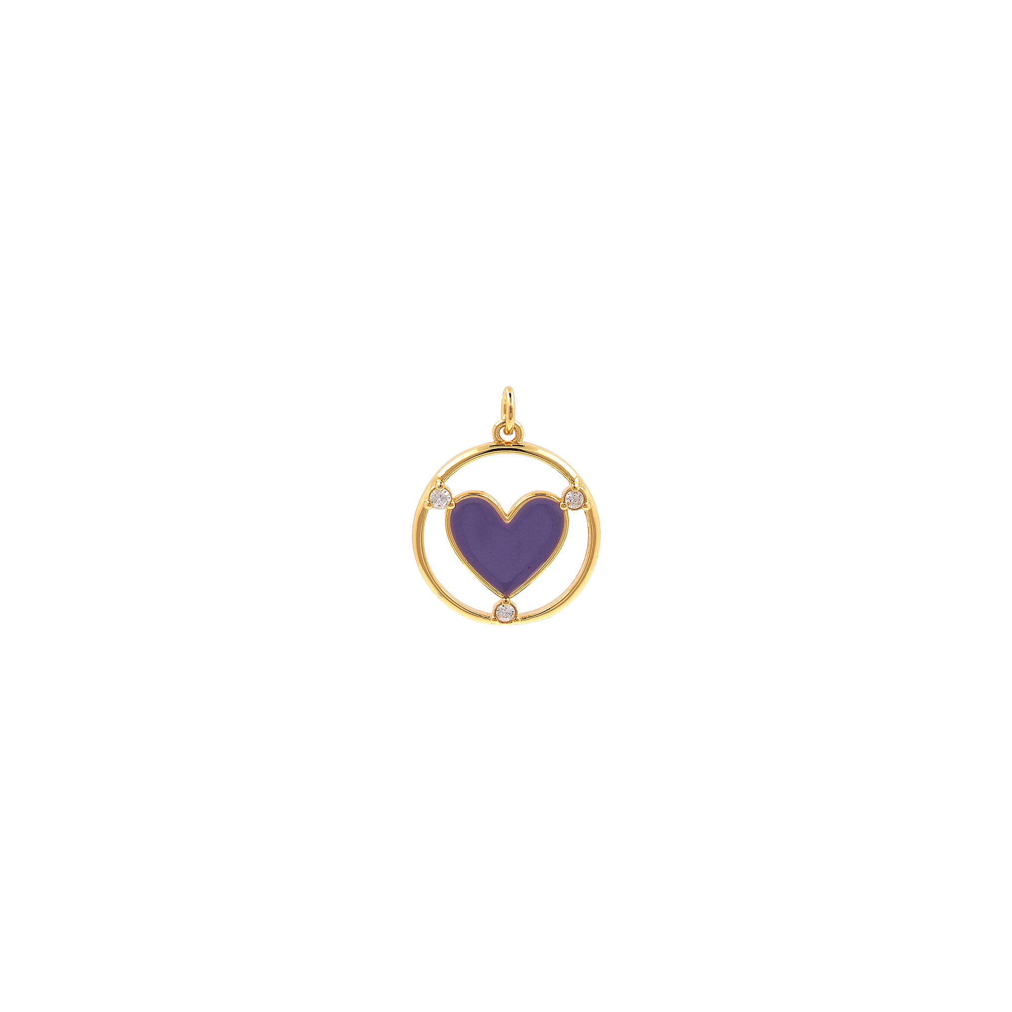 18K Gold Filled Heart Pendant,Enamel Heart Charm Earrings Necklace for DIY Jewelry Making Supply