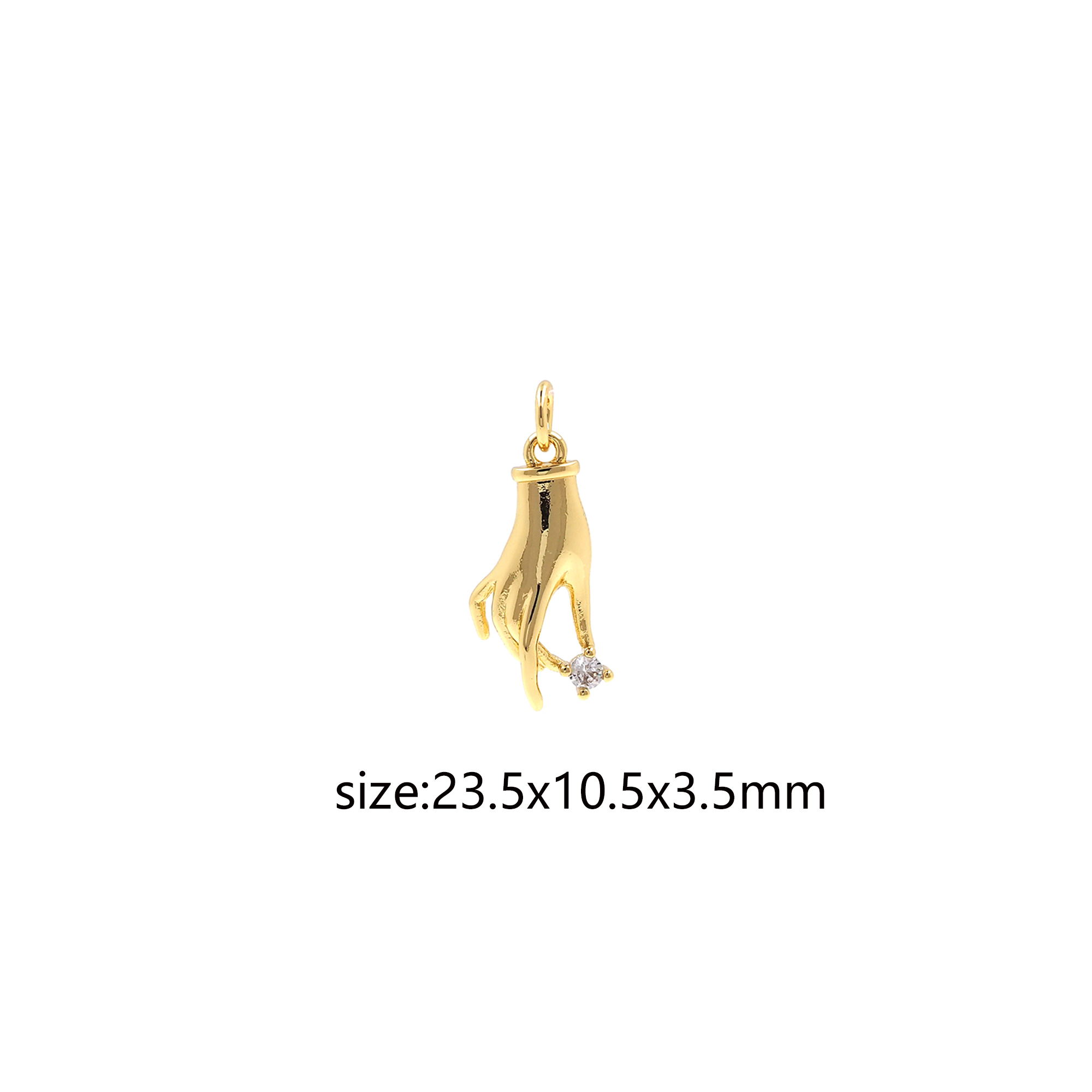 18K Gold Filled Hand Pendant,CZ Micro Pave Gesture Charm Earrings Necklace for DIY Jewelry Making Supply