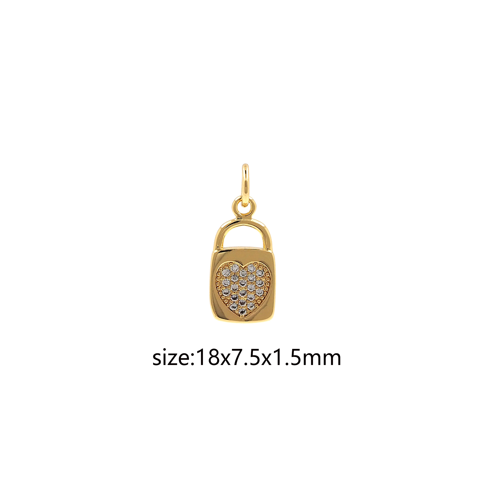 18K Gold Filled Lock Pendant,CZ Micro Pave Lock Charm Earrings Necklace for DIY Jewelry Making Supply