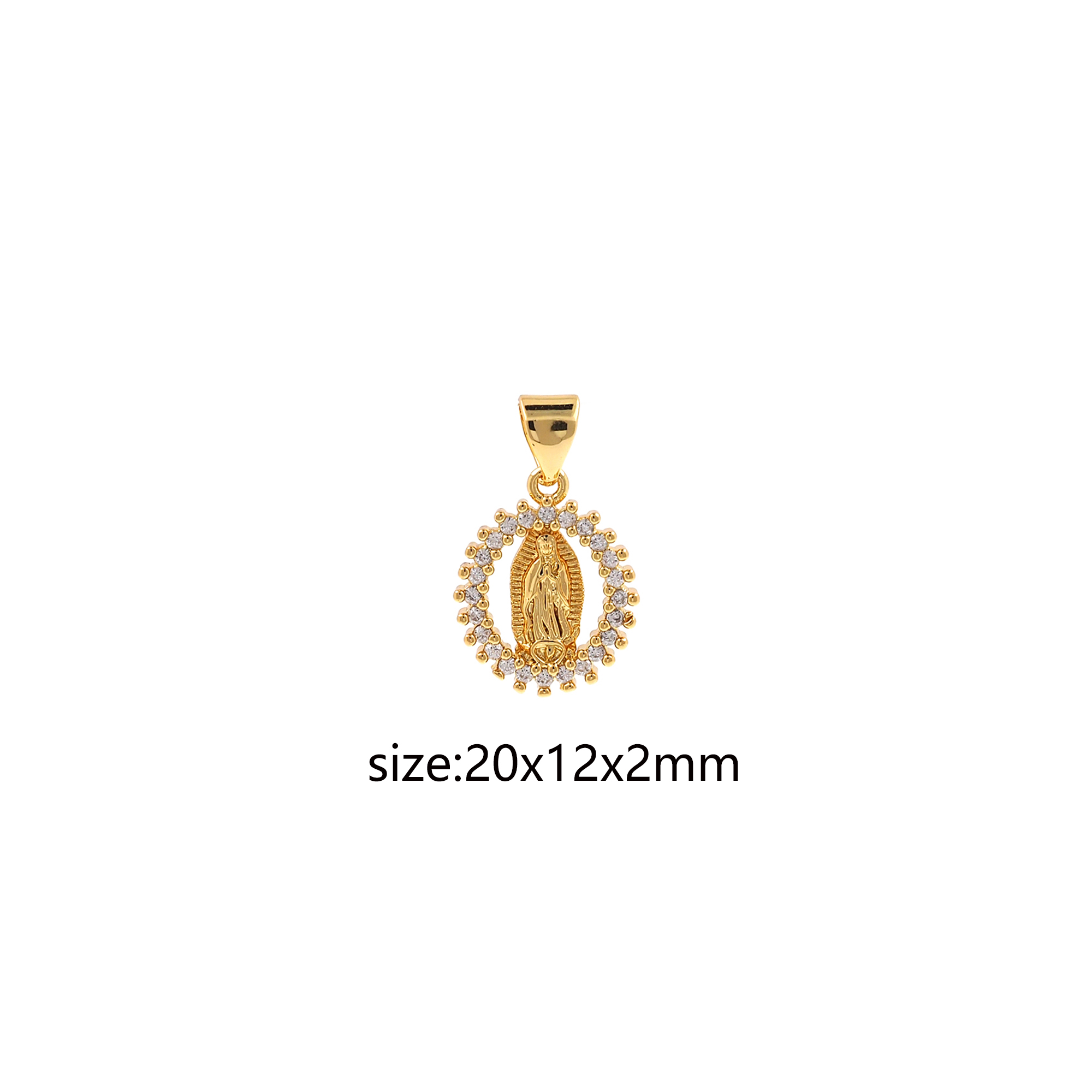 18K Gold Filled Virgin Mary Pendant,CZ Micro Pave Virgin Mary Charm Earrings Necklace for DIY Jewelry Making Supply