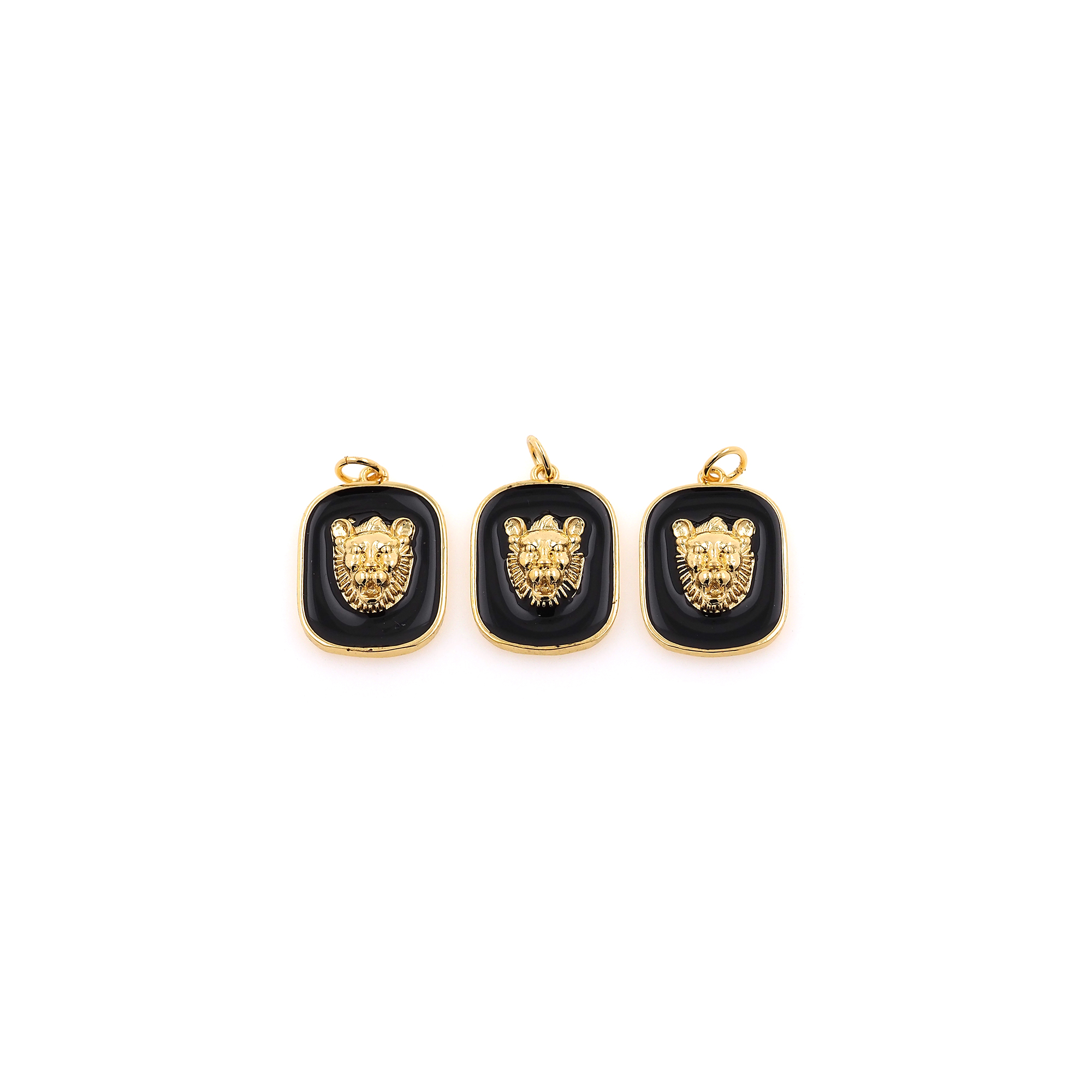 18K Gold Filled Lion Pendant,Enamel Lion Charm Earrings Necklace for DIY Jewelry Making Supply
