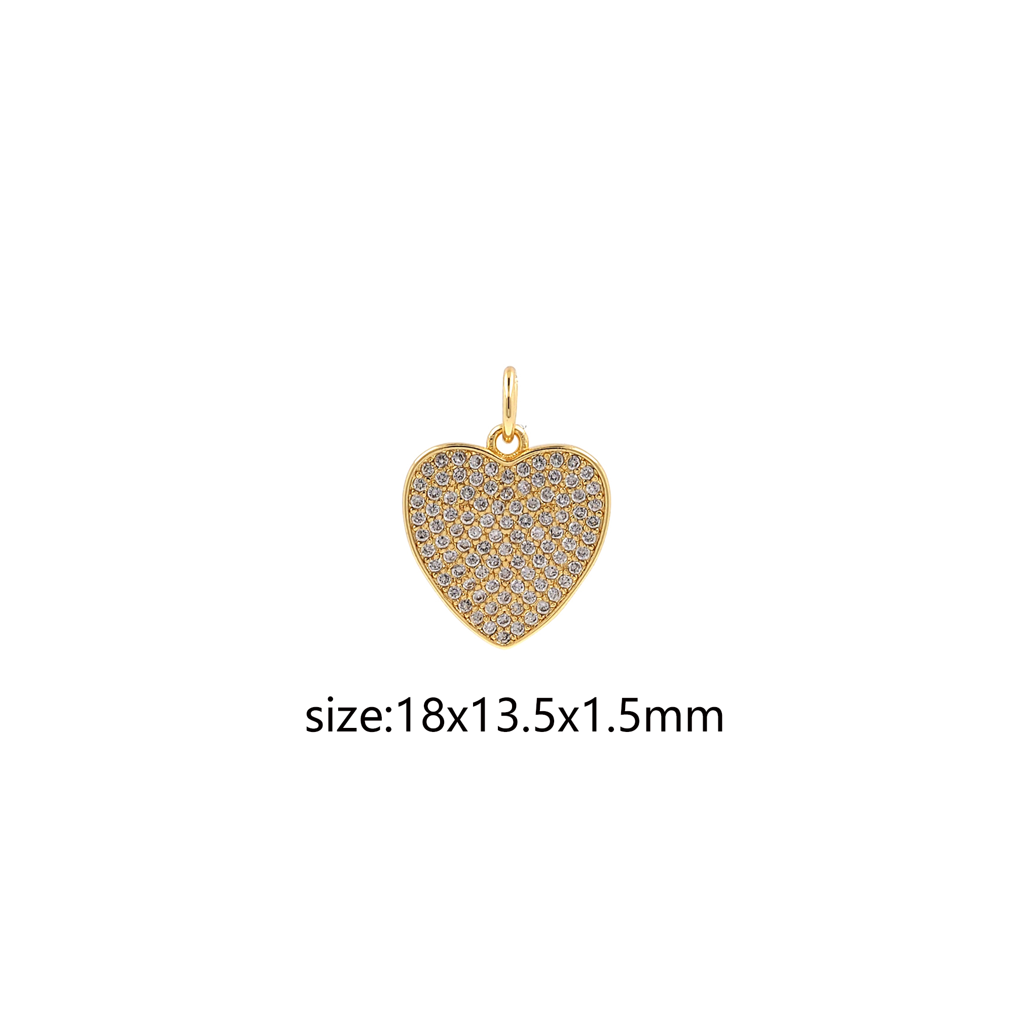 18K Gold Filled Heart Pendant,CZ Micro Pave Heart Charm Earrings Necklace for DIY Jewelry Making Supply