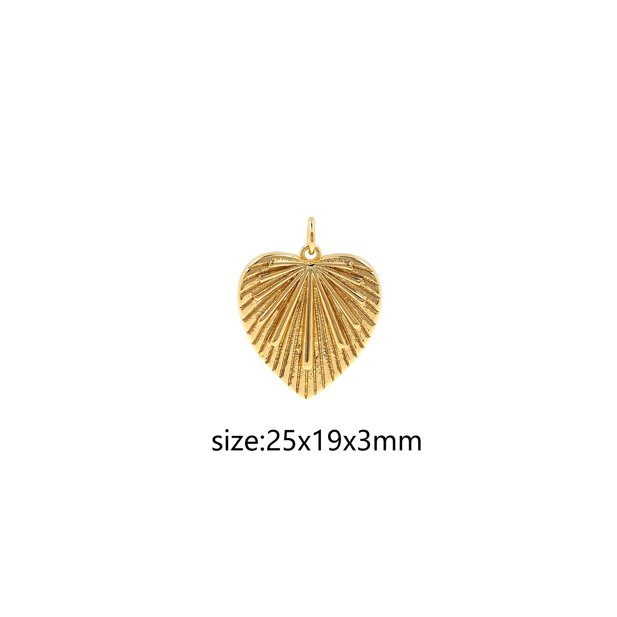 18K Gold Filled Heart Pendant,Sunbeam Heart Charm Earrings Necklace for DIY Jewelry Making Supply
