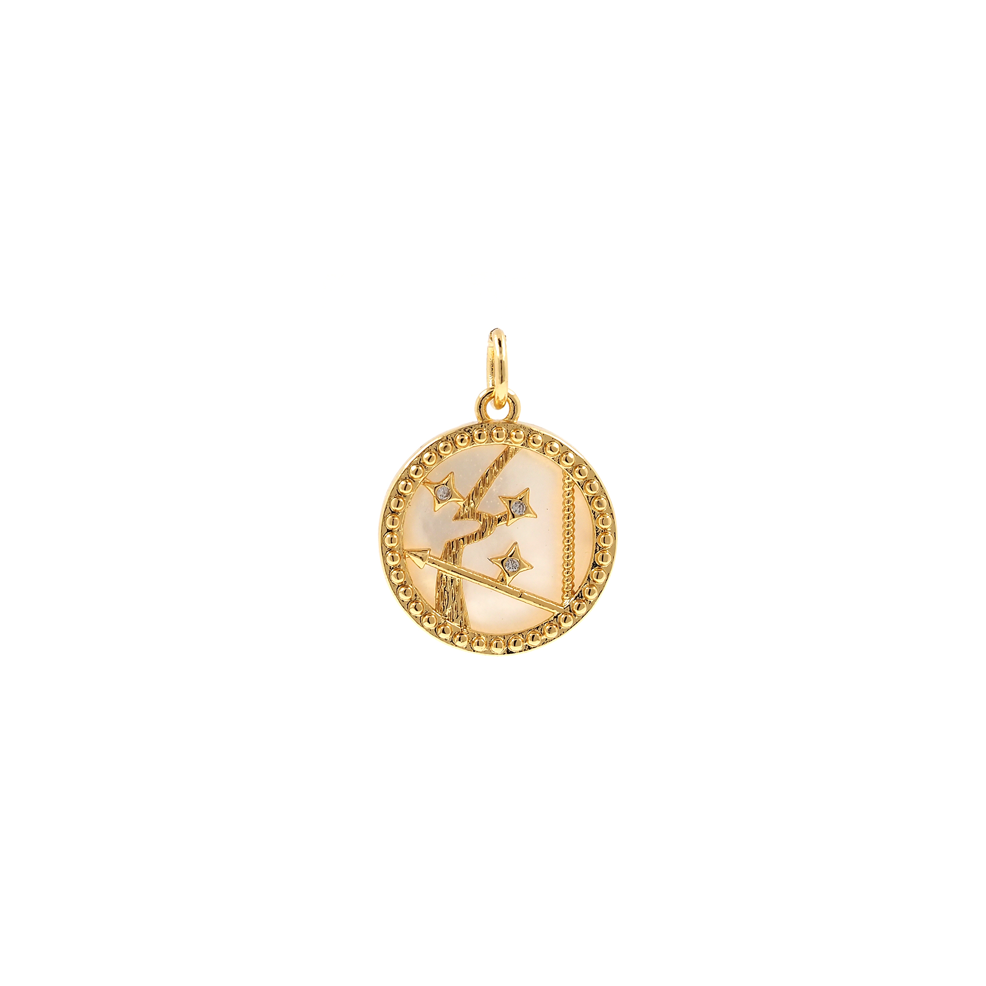 18K Gold Filled Zodiac Pendant,CZ Micro Pave Constellation Charm Earrings Necklace for DIY Jewelry Making Supply