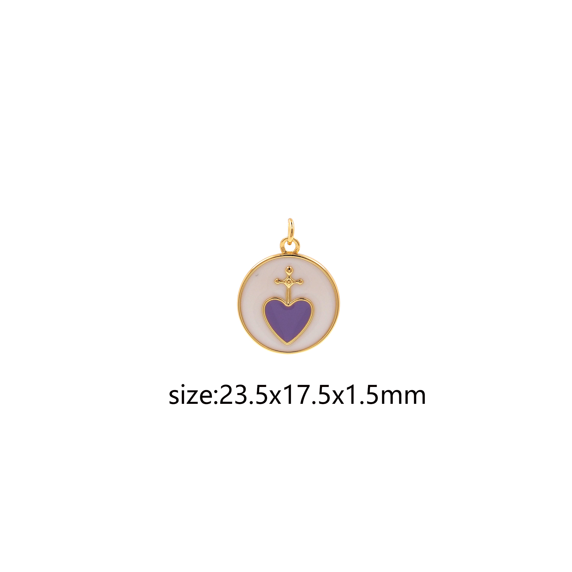 18K Gold Filled Sacred Heart Pendant,Enamel Sacred Heart Charm Earrings Necklace for DIY Jewelry Making Supply