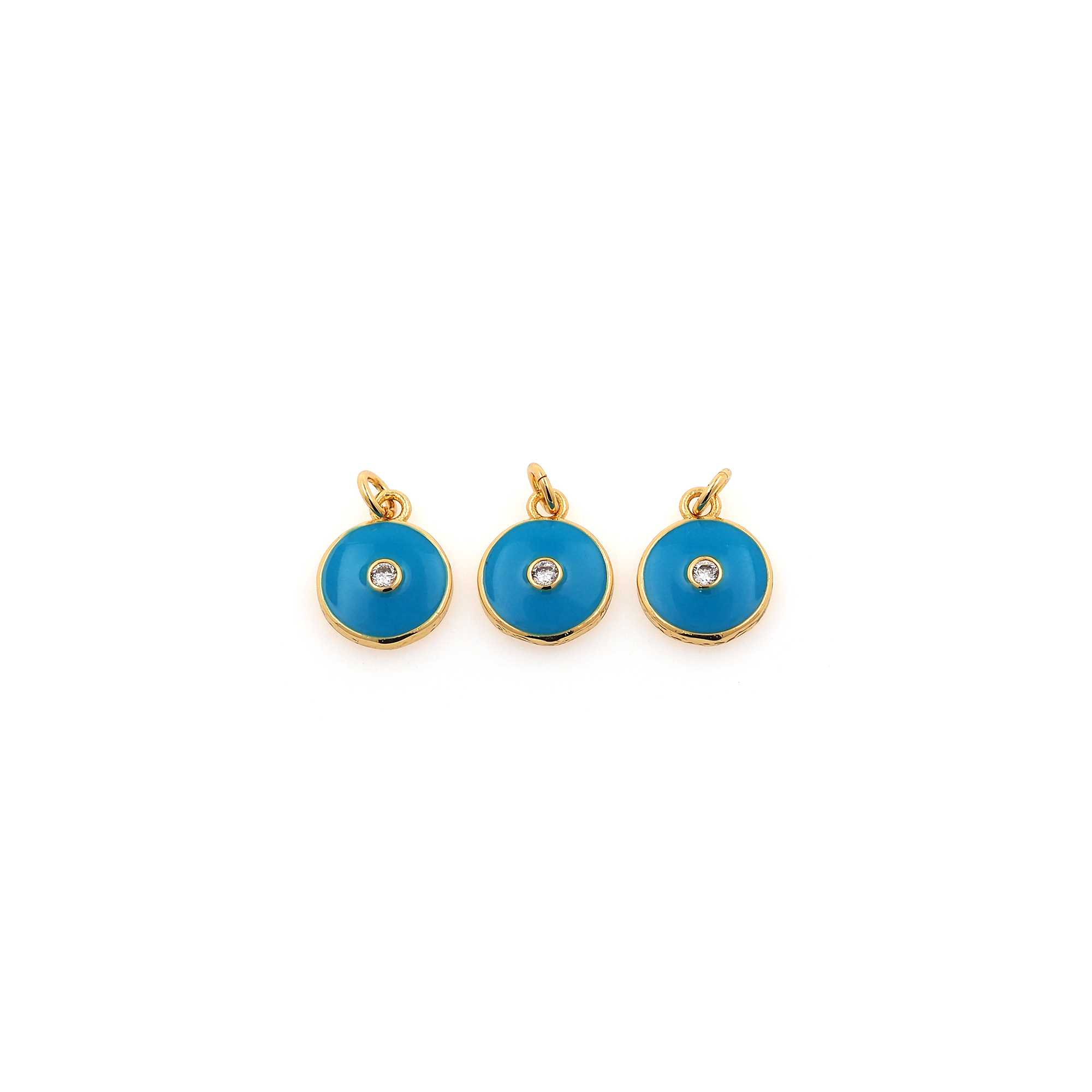 18K Gold Filled Evil Eye Pendant,Enamel Evil Eye Charm Earrings Necklace for DIY Jewelry Making Supply
