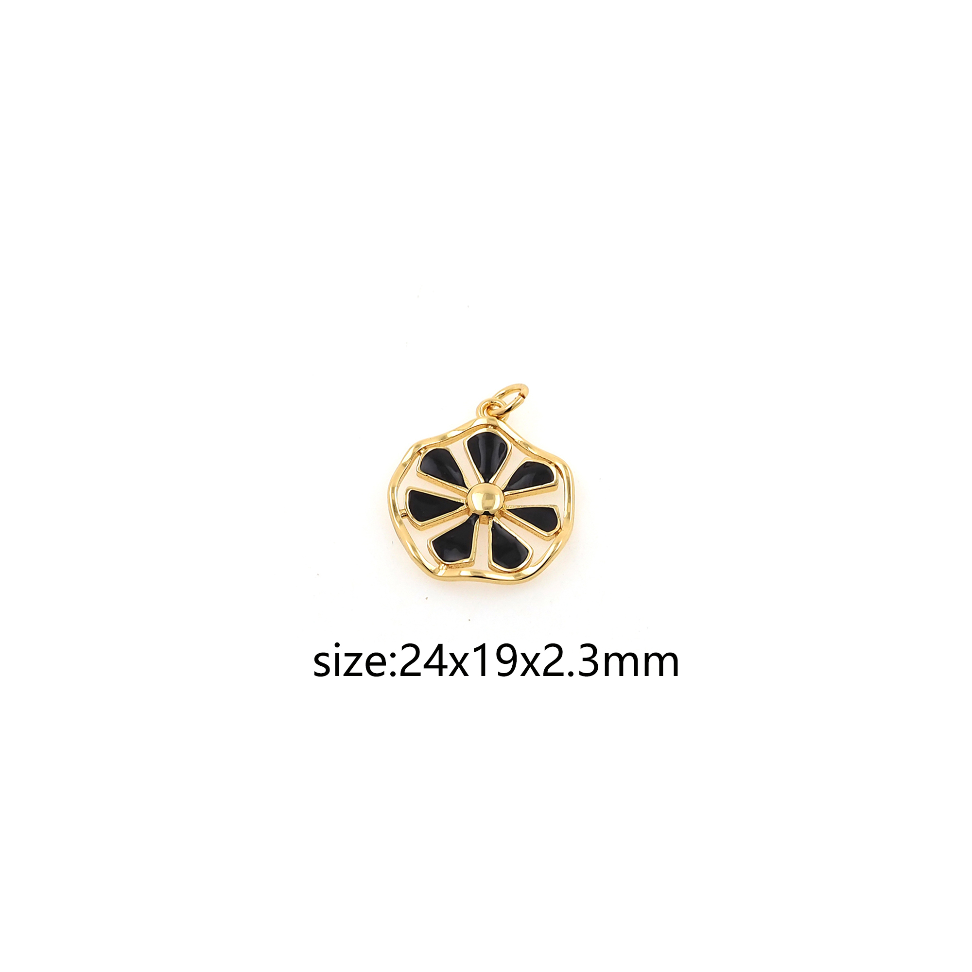 18K Gold Filled Flower Pendant,Enamel Floral Charm Earrings Necklace for DIY Jewelry Making Supply